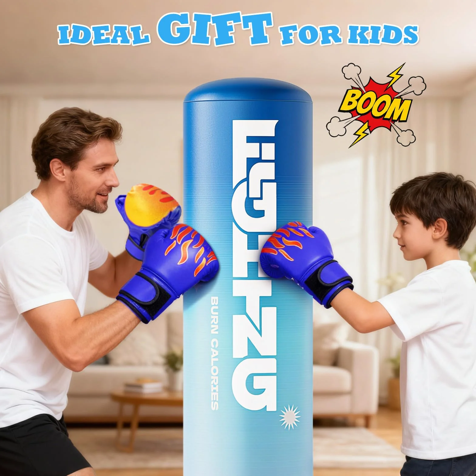 Flintronic Torba bokserska dla dzieci, nadmuchiwana piłka do dziurkowania dla dzieci, 120 cm/160 cm, stabilna torba bokserska, do domowej siłowni treningowej Taekwondo, idealny prezent dla chłopców i