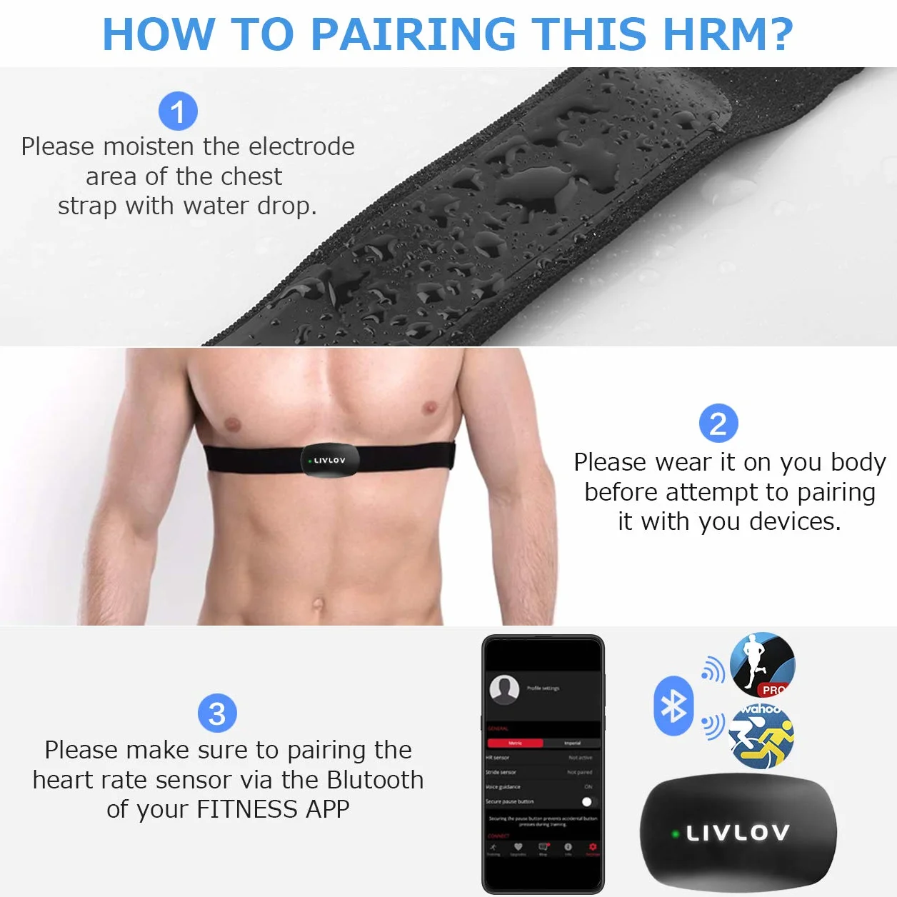 V3 Pasek wymienny do ANT+ i Bluetooth Polar H7, kompatybilny z Garmin, Wahoo i wieloma innymi producentami (rozstaw pętli 45 mm)