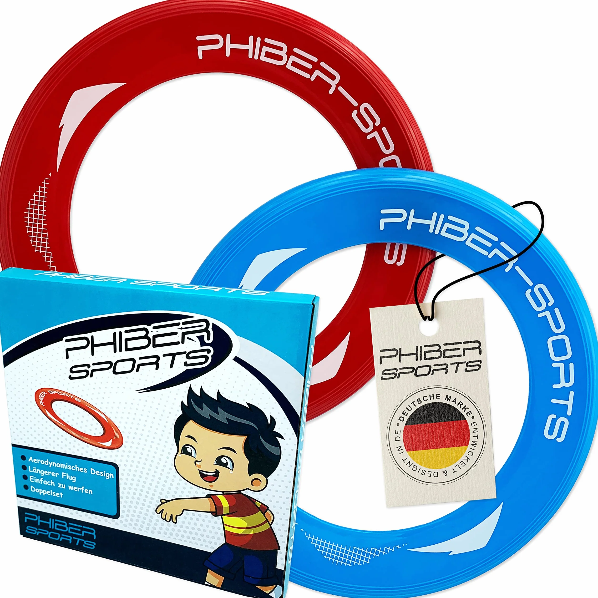 PHIBER-SPORTS Pierścienie do frisbee – 2-pak premium lekkich pierścieni do rzucania – 80% lżejszych niż standardowe dyski frisbee - Łatwe do złapania – Doskonała trajektoria lotu - Idealne dla dzieci