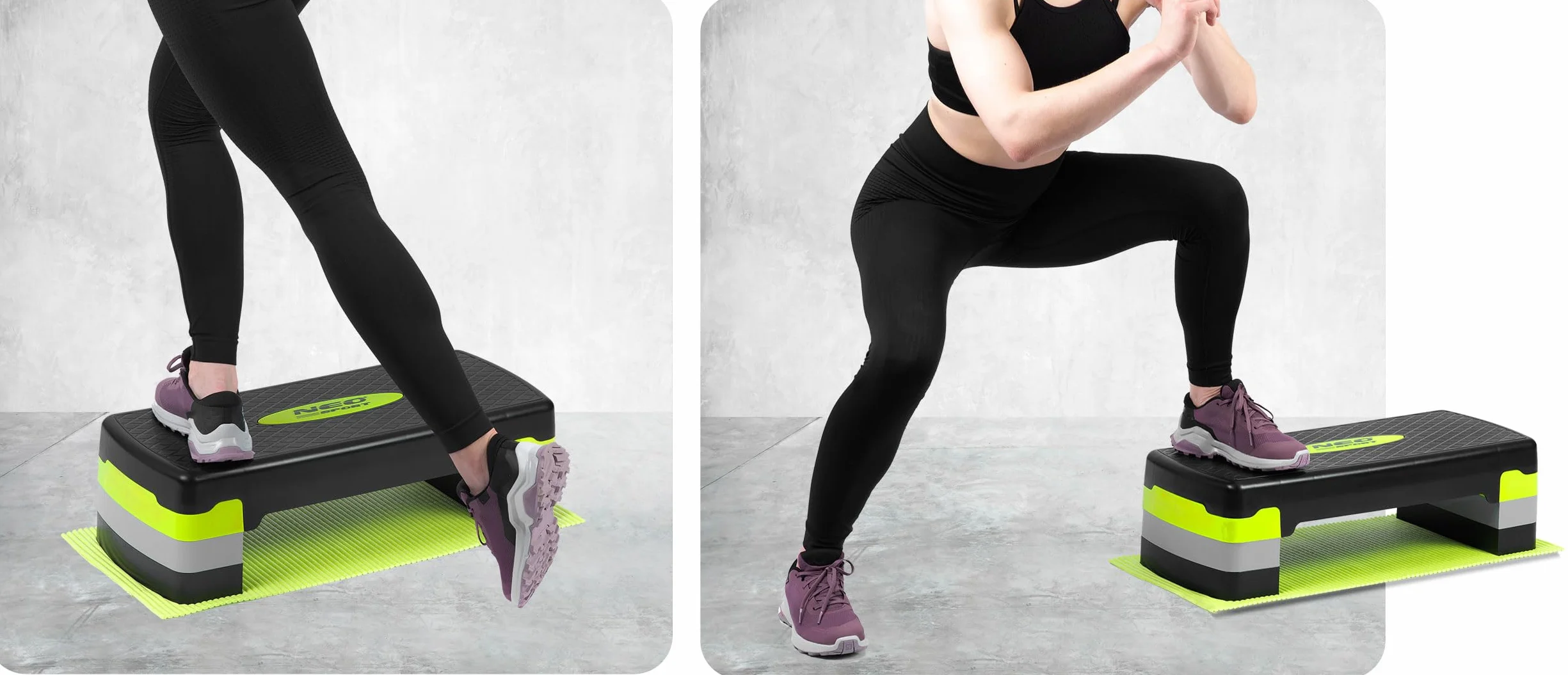 Neo-Sport Step do Ćwiczeń Fitness, Aerobiku - 3-Stopniowy Step do Ćwiczeń z Antypoślizgową Matą - Regulacja Wysokości - Maksymalne Obciążenie 200kg