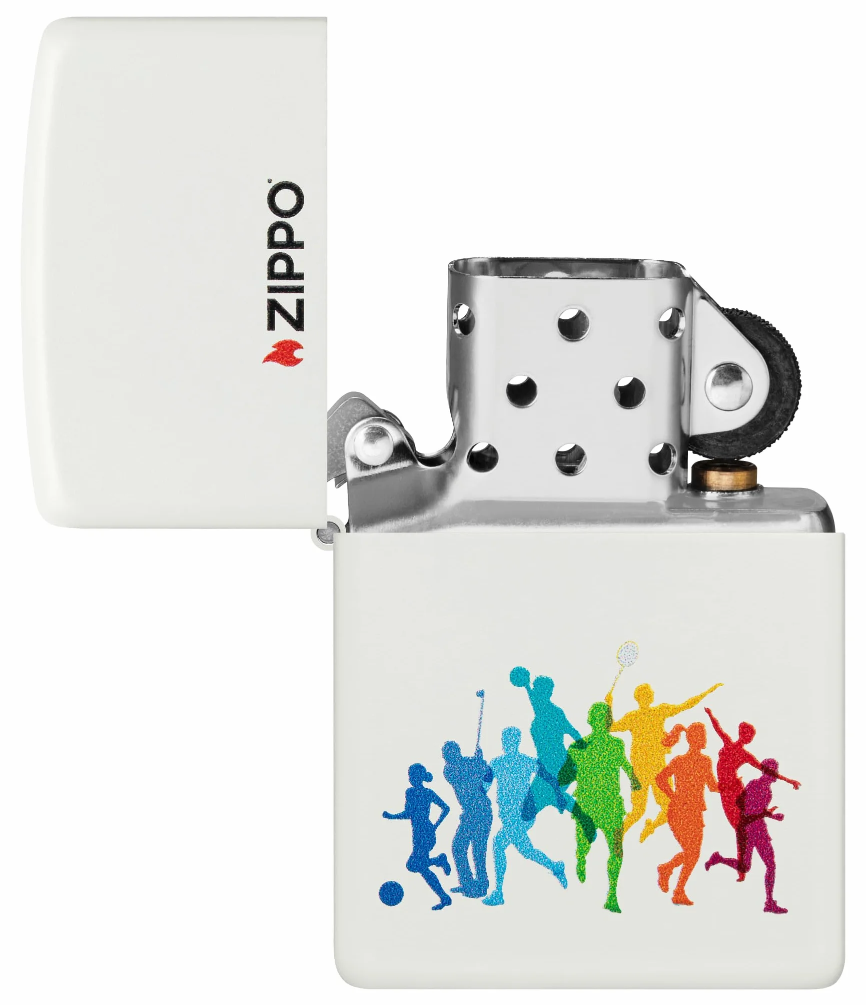Zippo Sports Zapalniczka Sztormowa, Kolorowy Nadruk, do Napełniania, Wielokrotnego Użytku, Wiatroodporna Konstrukcja, Pudełko na Prezent, Wykonano w USA, Kolor Biały Matowy (White Matte)