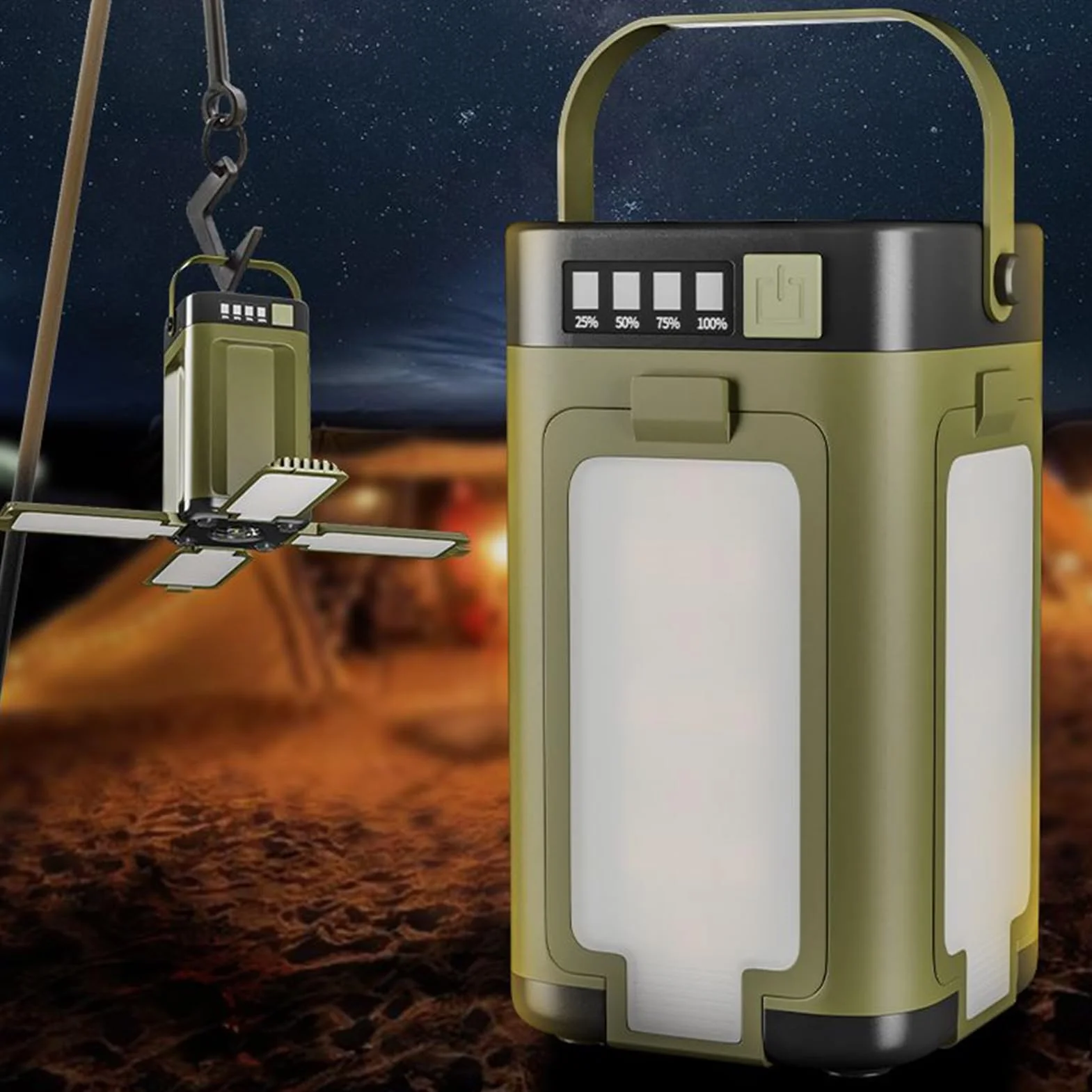 Camping Lamp LED Foldable Dimmable Rechargeable USB Battery Bright Light for Outdoor Activities 4.72x2.76x2.76in