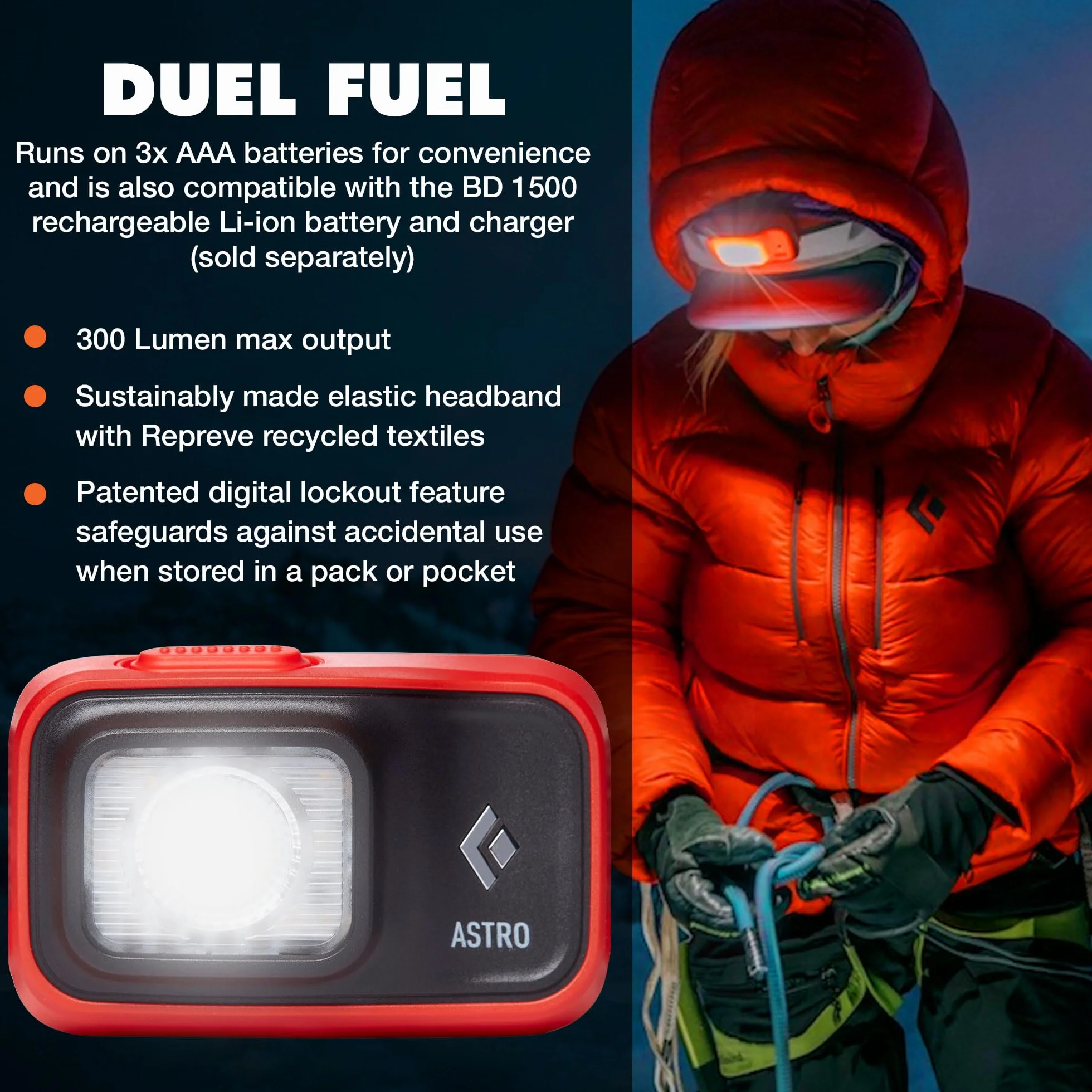 Black Diamond Astro 300 Headlamp latarka czołowa szaro-czerwona oktanowy