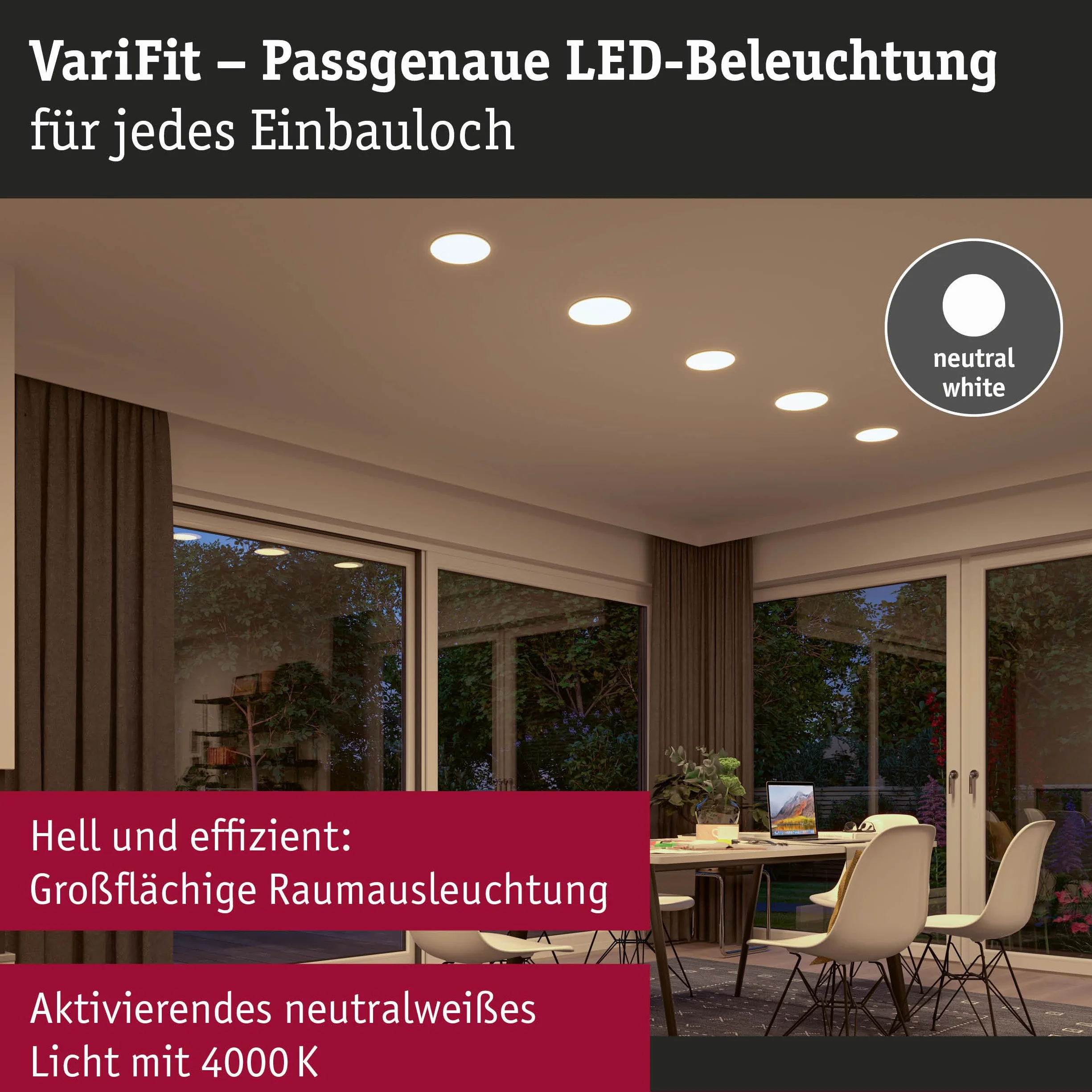 Paulmann Veluna VariFit Panel LED IP44 185mm Okrągła Oprawa Wpuszczana 17,5W 4000K Satynowa
