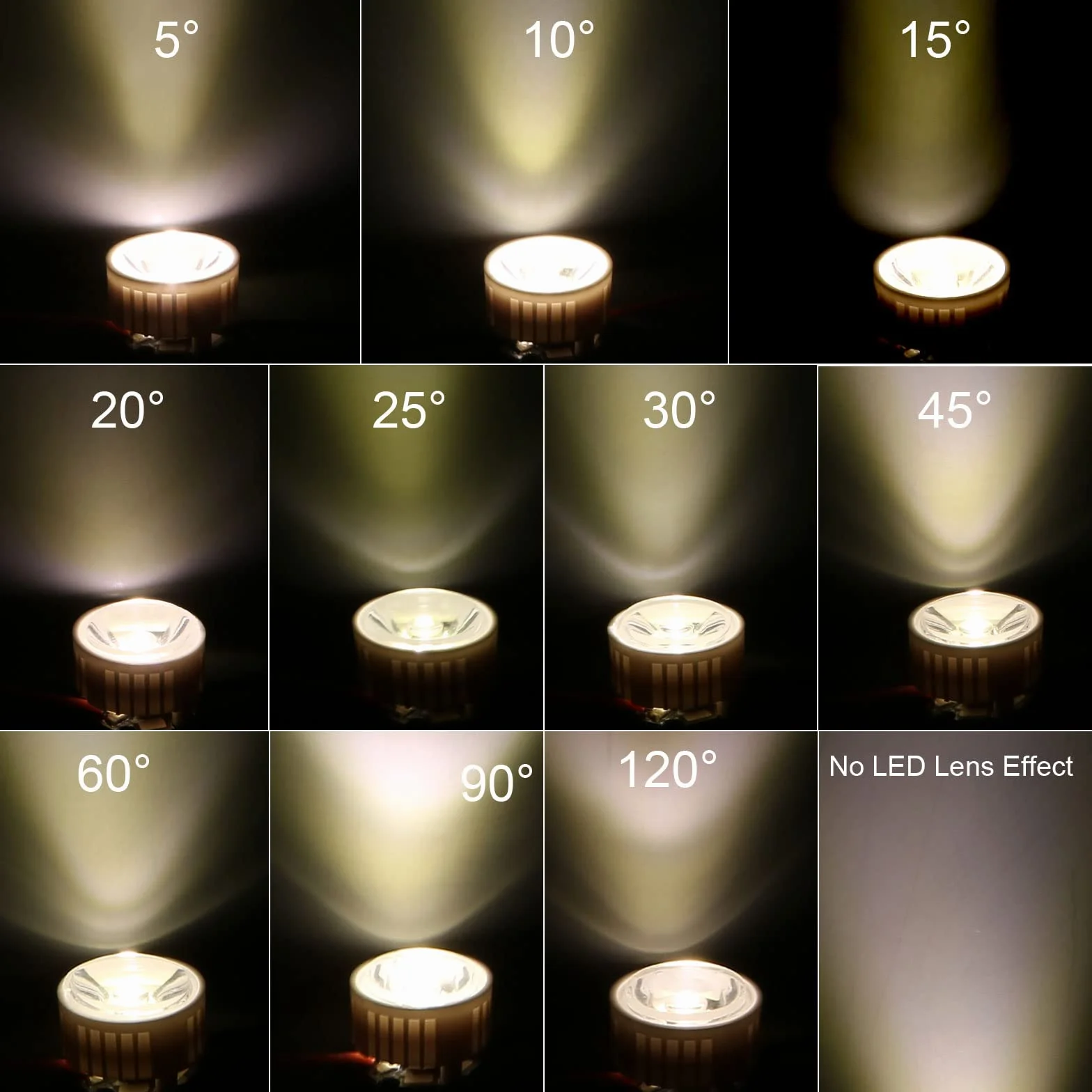 PATIKIL Obiektyw LED 20 mm 30 stopni z uchwytem stojaka, 20 zestawów soczewek LED do latarki, lampy DIY, czarna