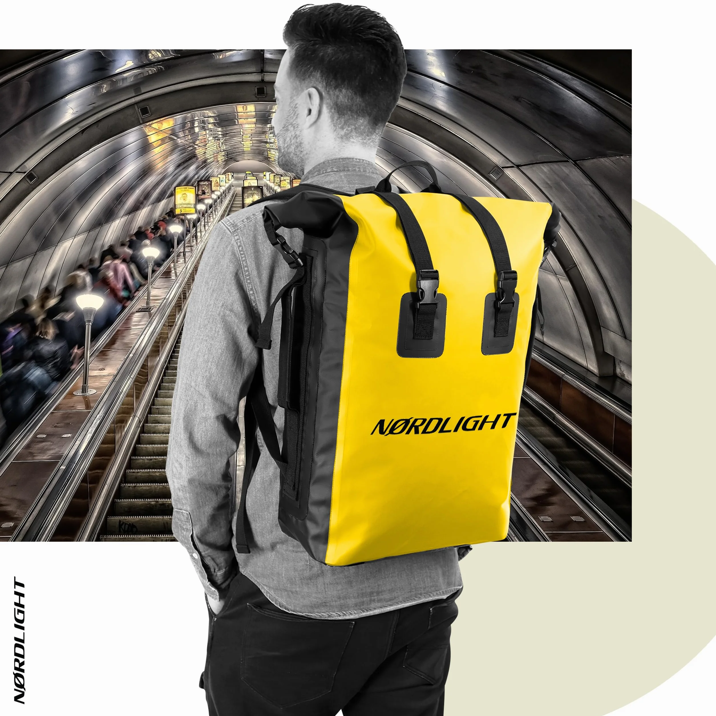 Nordlight Wodoodporny plecak Dry Bag 35L - (Żółty) Plecak zwijany z wyściełanym paskiem do noszenia, wodoodporna torba do sportów wodnych, plecak rowerowy, plecak kurierski, trekking, wędkarstwo