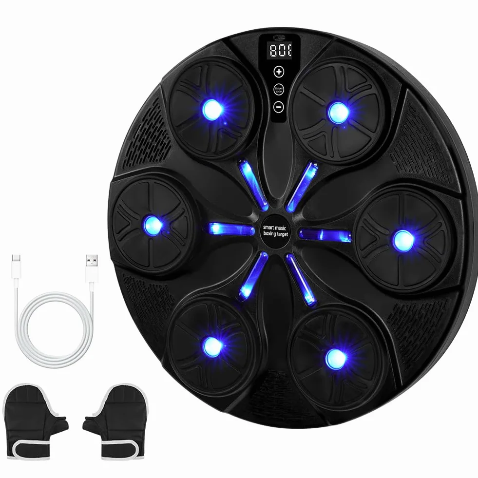 HOTUT Muzyczna Maszyna Bokserska LED na Ścianę z Rękawicami Bezprzewodowy Bluetooth Trening