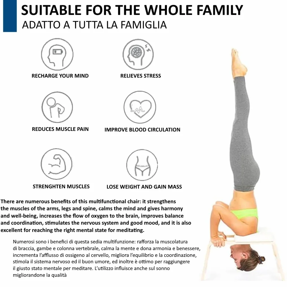 FFitness Joga Stojak na głowę Stołek Domowy Stół do odwrócenia Krzesło Drewniane Krzesło Odwrócone Solidne Krzesło Sirsasana