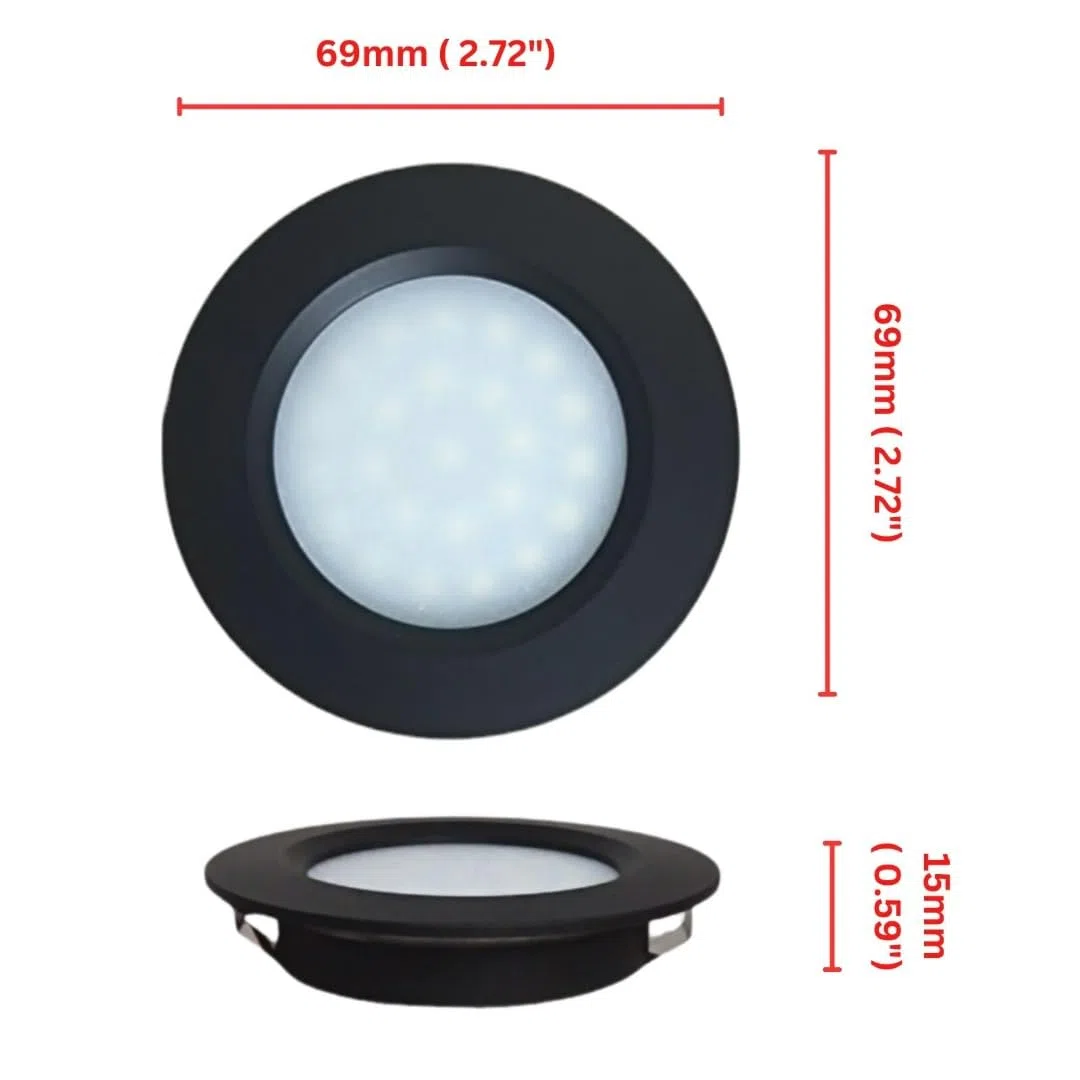 MARVIX 4 x oświetlenie punktowe LED 12 V, sterowanie dotykowe, włącznik/wyłącznik, ściemnianie, przyczepa kempingowa, łódź, czarne światła typu downlight, zimna biel, 6000 K