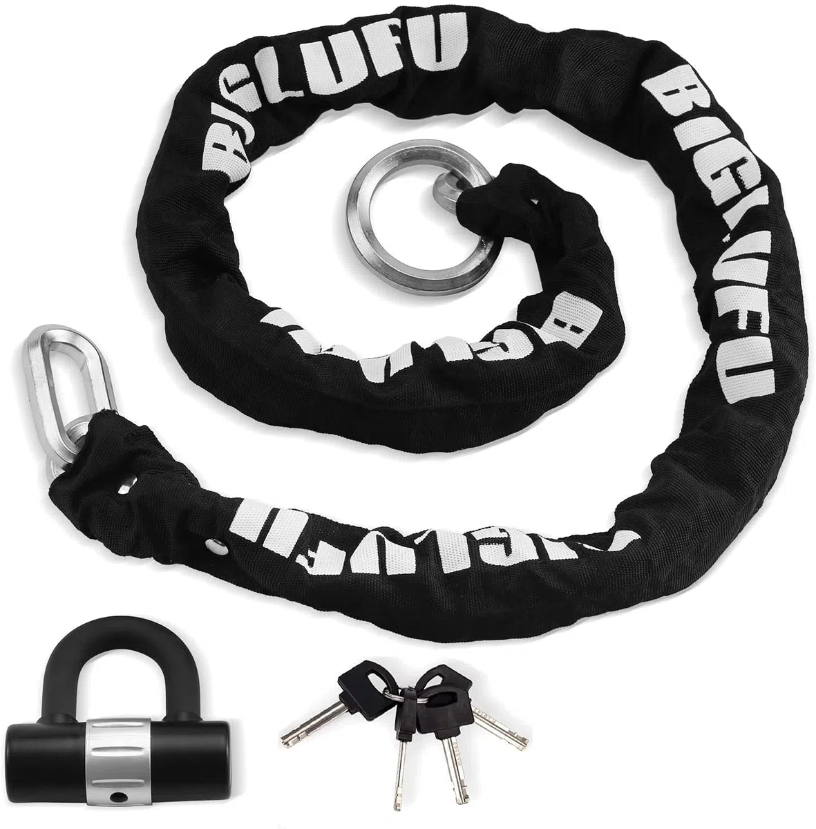 Abus Level 10 zapięcie rowerowe, zamek do motocykla, ciężki zamek rowerowy, długość 120 cm, 14 mm, do roweru, motocykla, skutera, roweru elektrycznego (łańcuch 120 cm z zamkiem U i 4 kluczykami)