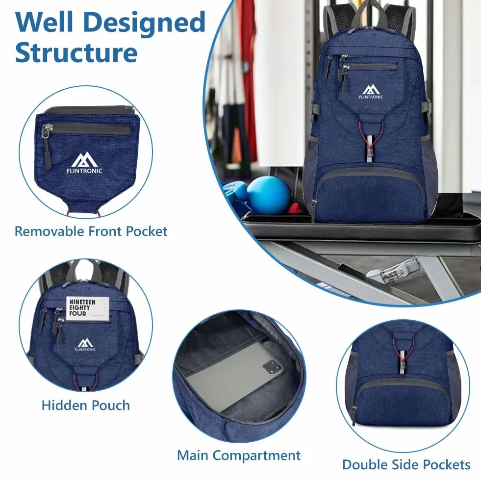 flintronic Składany mały plecak, ultralekki plecak 20 l, składany plecak turystyczny, plecak unisex, wodoodporny plecak podróżny na co dzień do uprawiania sportu na świeżym powietrzu jazdy na rowerze