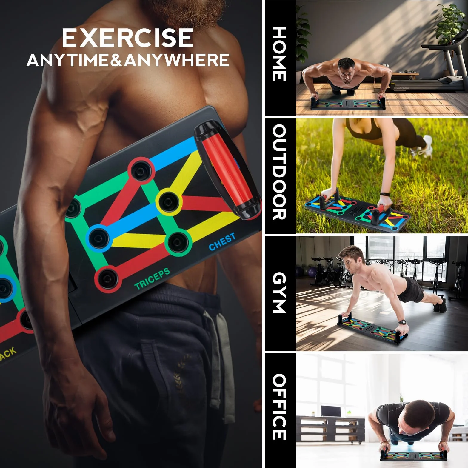 Push Up Board Foldable 12 in 1 Press Up Boards Fitness Gym Muscle Strength Push-Up Stand, Przenośny sprzęt sportowy dla mężczyzn, kobiet, ćwiczeń domowych