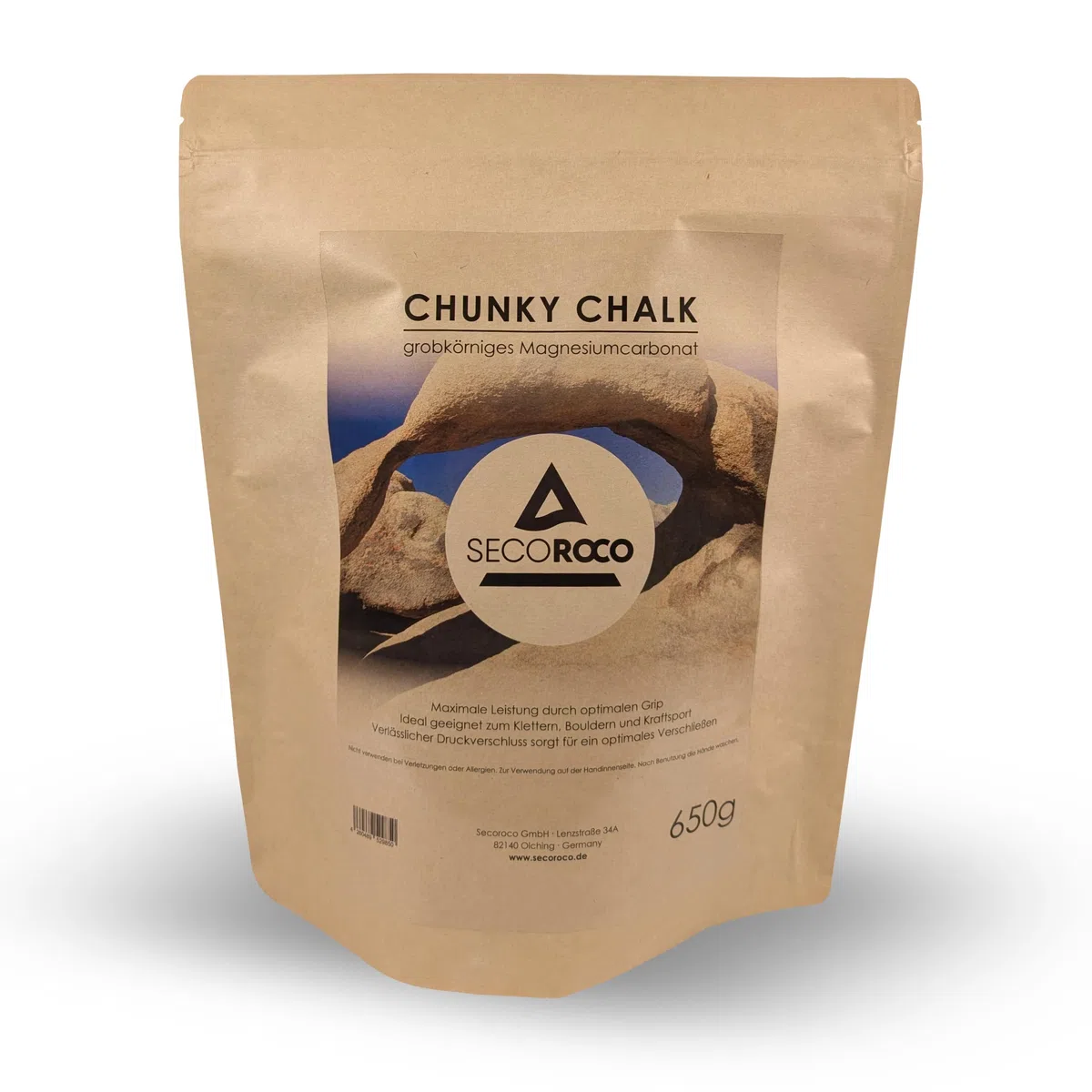 Chalk do wspinaczki, 650 g, drobny i gruboziarnisty proszek Chalk Powder, węglan magnezu do wspinaczki, boulderingu i fitnessu, worek z zamknięciem na zatrzask