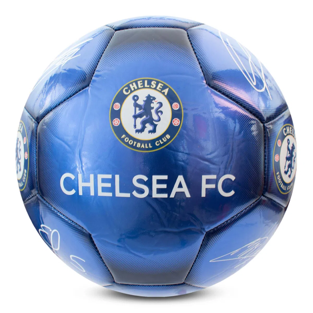 Hy-Pro Oficjalnie licencjonowana piłka nożna Chelsea F.C. Classic Signature, metaliczna, rozmiar 5, blues, trening, mecz, towar, kolekcjonerska dla dzieci i dorosłych, niebieska