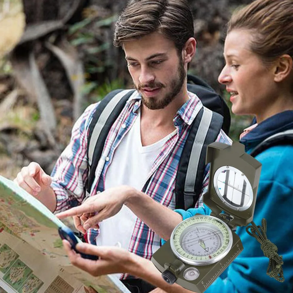 Profesjonalny kompas wojskowy o wysokiej precyzji, profesjonalny kompas wojskowy kompas geologia wielofunkcyjny, wodoodporny kompas jasny na zewnątrz z torebką