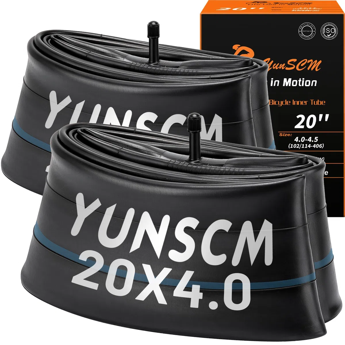 YunSCM Dwupak 20" Bike Dętka 20x4.0/4.5 AV34mm Valve 20 x 4.0 20 x 4,2/20 x 4,5 cala gruba opona