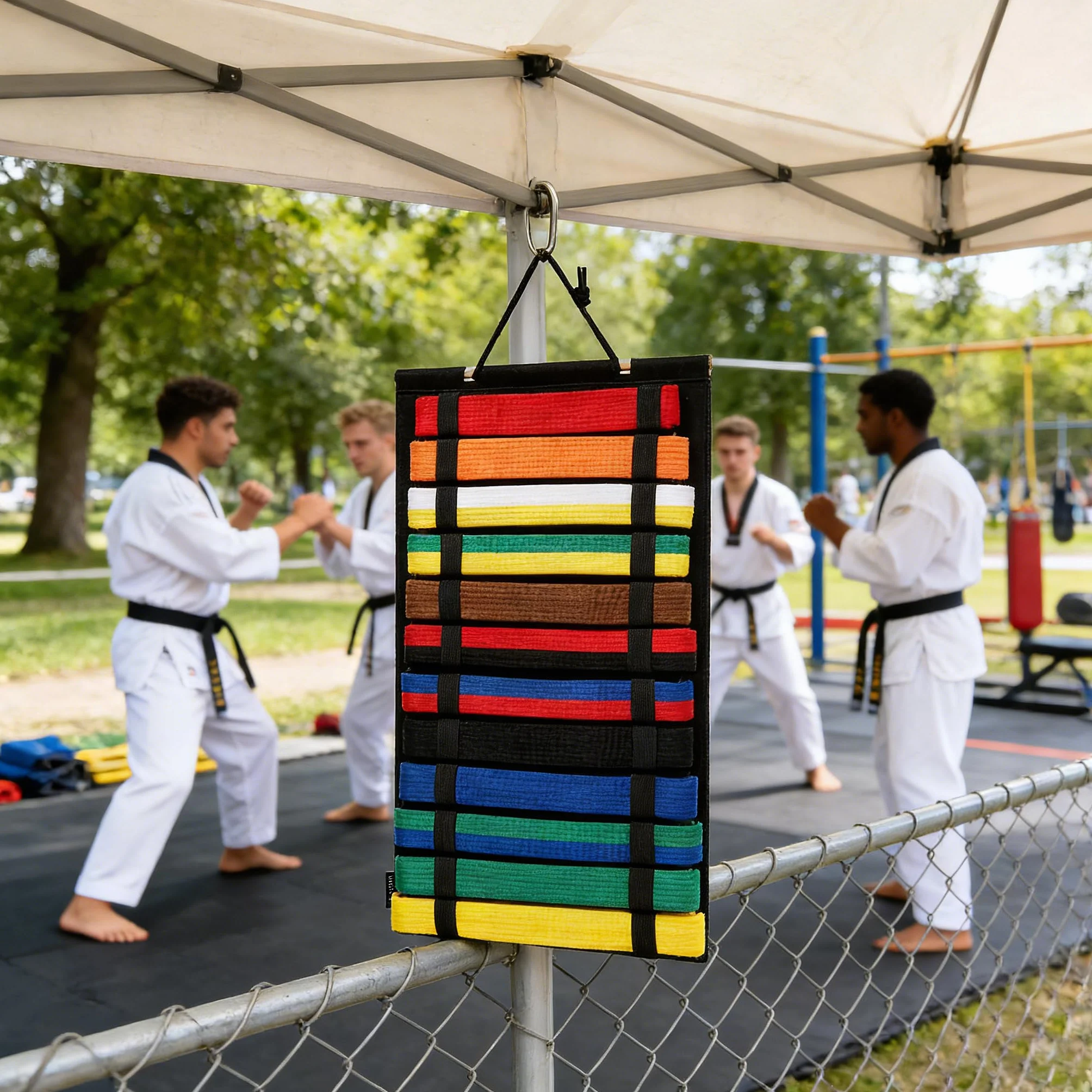 12 Paski Wyświetlacz Pasa Sztuk Walki, Sprzęt Dla Trenerów Taekwondo, Wieszak Na Pasek Do Sztuk Walki, Świetny Prezent Dla Studentów i Entuzjastów Taekwondo Trenerów (Czarny, Bez Pasków)