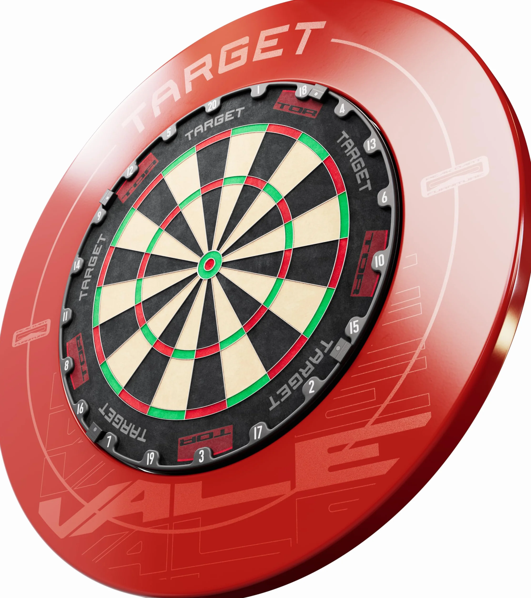 Target Darts Vale Dartboard Surround | Pierścień ochronny na tarczę do rzutek, kompatybilny ze wszystkimi Steel Rzutki z końcówkami, Red Dart Surrounds, Łatwe w montażu zewnętrzne pierścienie ochronne
