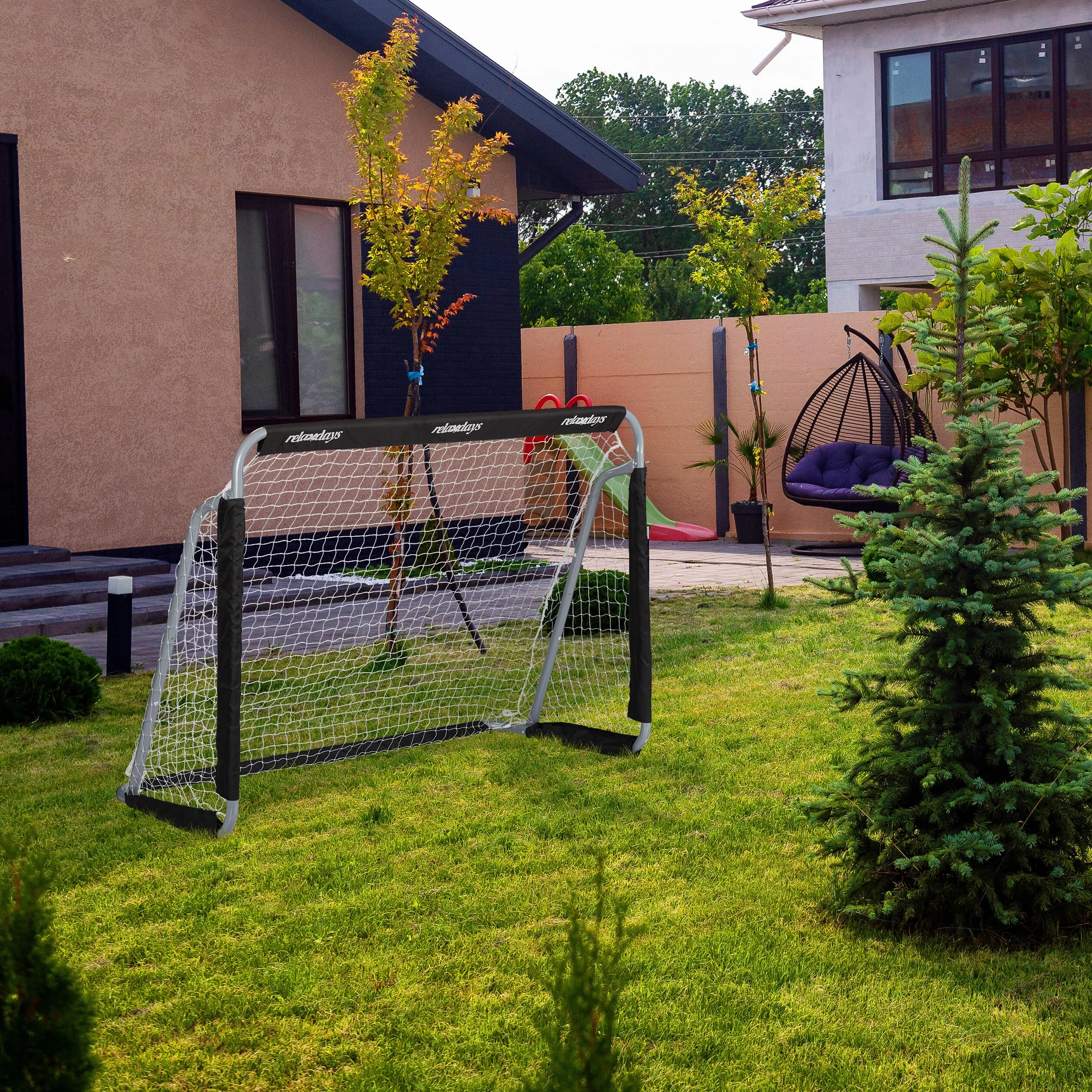 Relaxdays Soccertor Bramka do Piłki Nożnej, Srebrny/Czarny, 110x150x75 cm
