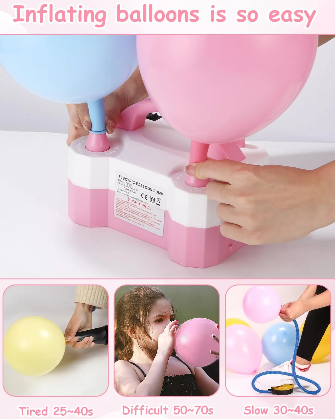 Pompka do Balonów,Elektryczna Pompka Elektryczna Pompka do Balonów Przenośna Pompka do Balonów Pompki Balonowej Nadaje się do Wszelkiego Rodzaju Imprez Takich jak Karnawały Przyjęcia Urodziny