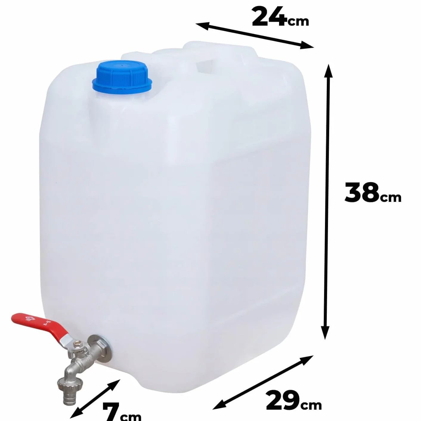 Zbiornik 20L Na Wodę Pitną z kranem, Kanister Wzmacniany, Bańka do Wody z Kranikiem, Atest HDPE, Szczelna Niebieska Nakrętka, Turystyka, Kemping, Piknik, Podlewanie, 1 sztuka