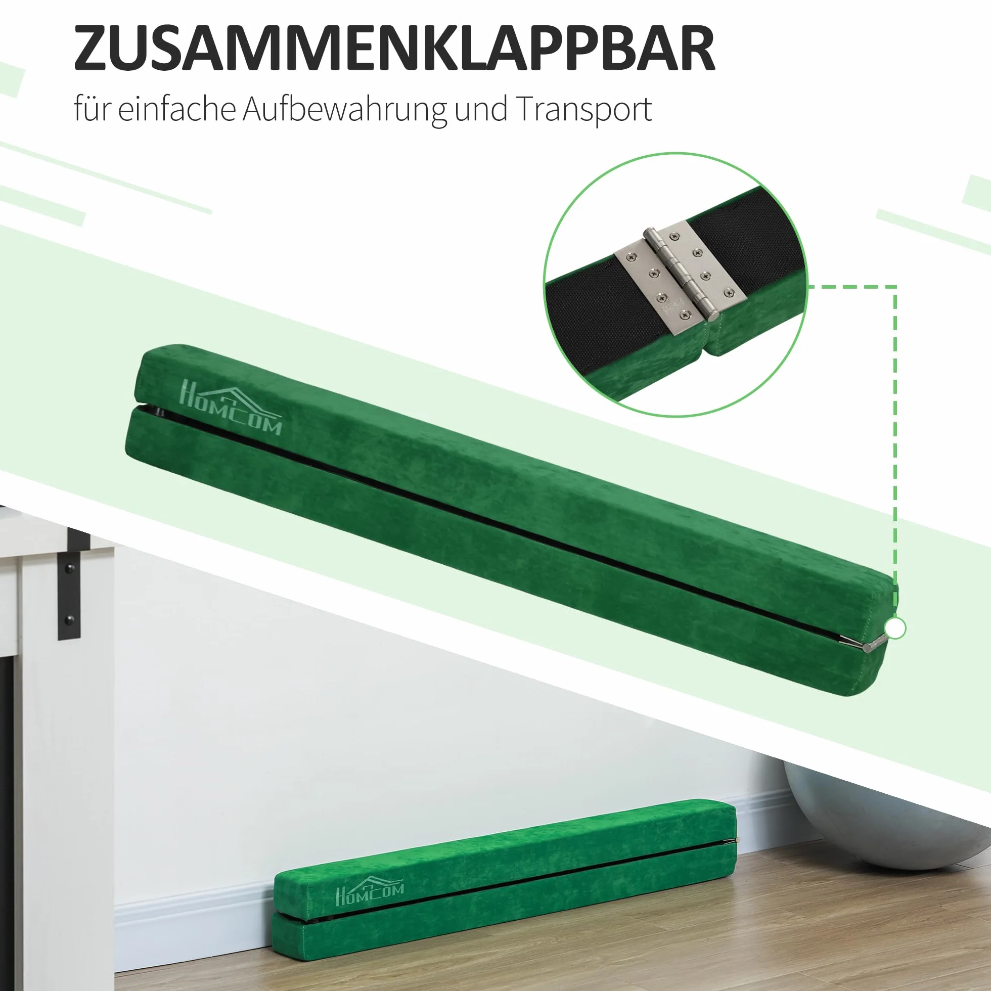HOMCOM 210 cm Schwebebalken Turnbalken Indoor Outdoor Balance Beam Klappbarer Turnbalken Balance Balken Balancierbalken bis 120 kg