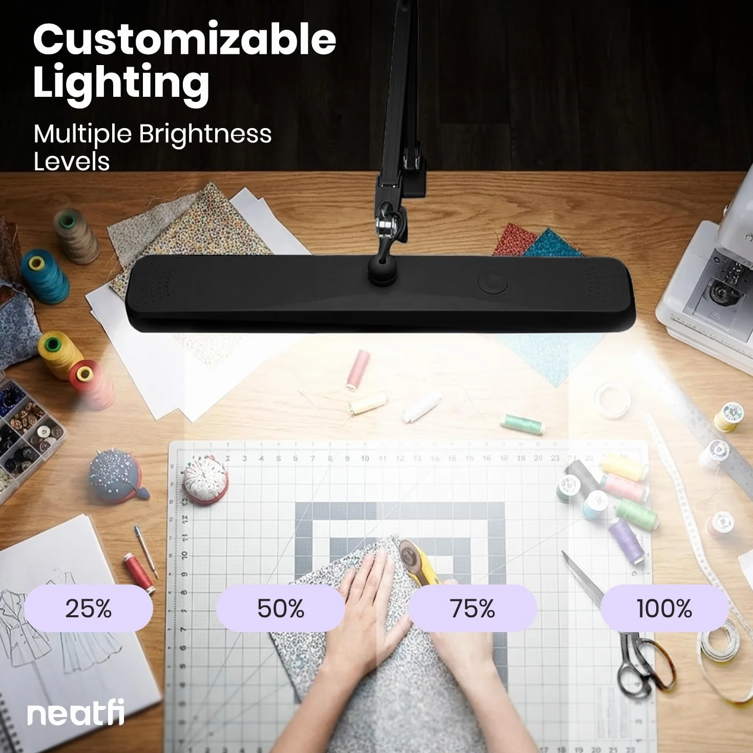 Neatfi XL 2500 lumenów lampa stołowa LED 30W 5 tryby oświetlenia 324 SMD-LED szerokość 56 cm Czarny