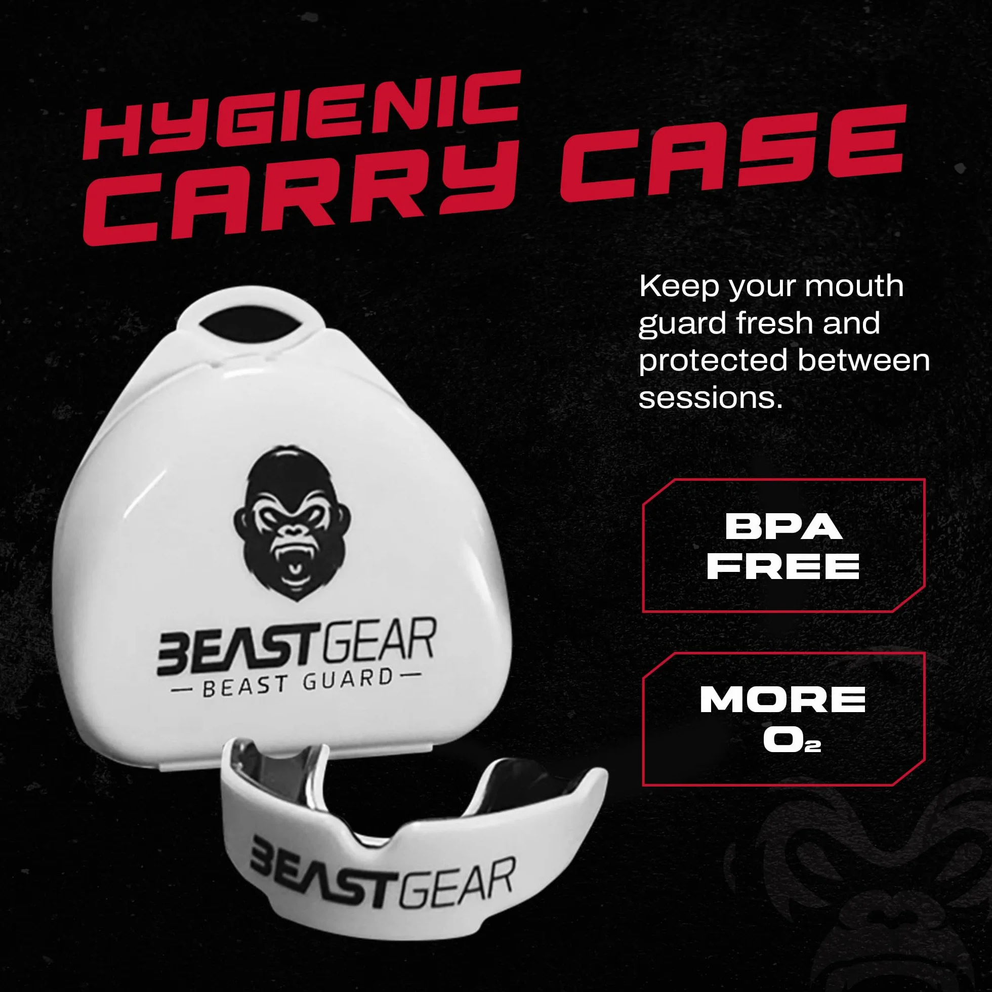 Beast Gear Ochraniacz na zęby formowalny z etui do sportów kontaktowych biały