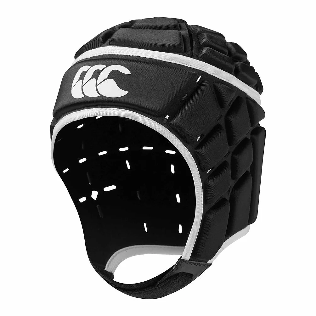 Canterbury Junior Unisex Rugby Core Headguard | pokrycie 360 | pasek pod brodę z miękkimi krawędziami | zaprojektowane otwory wspomagające wentylację | wyściółka piankowa na głowę, czarny, XS