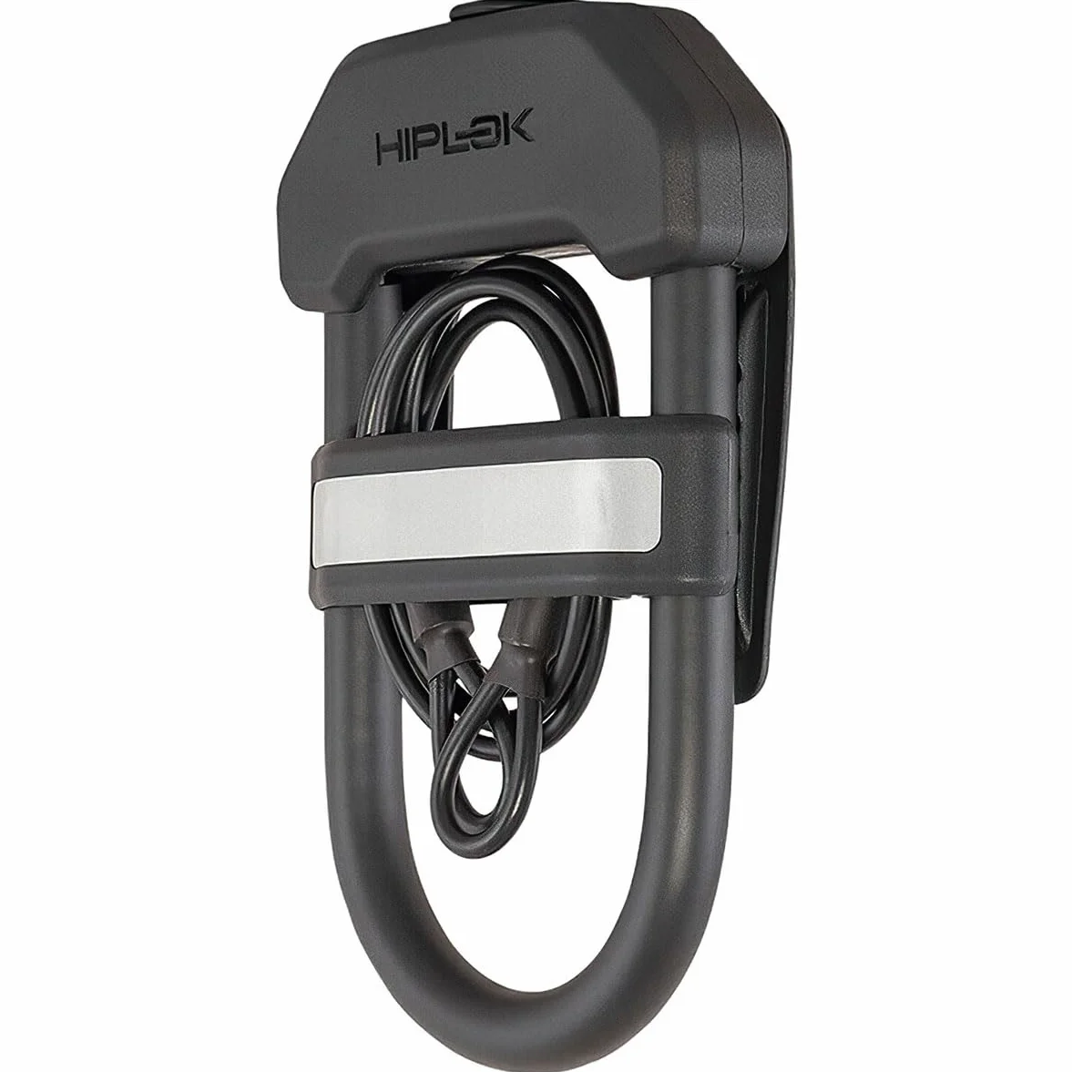 Hiplok DXC, U-lock z dodatkową linką stalową, Unisex, ALL BLACK, Wymiary zapięcia: 15 cm × 8,5 cm + 100 cm