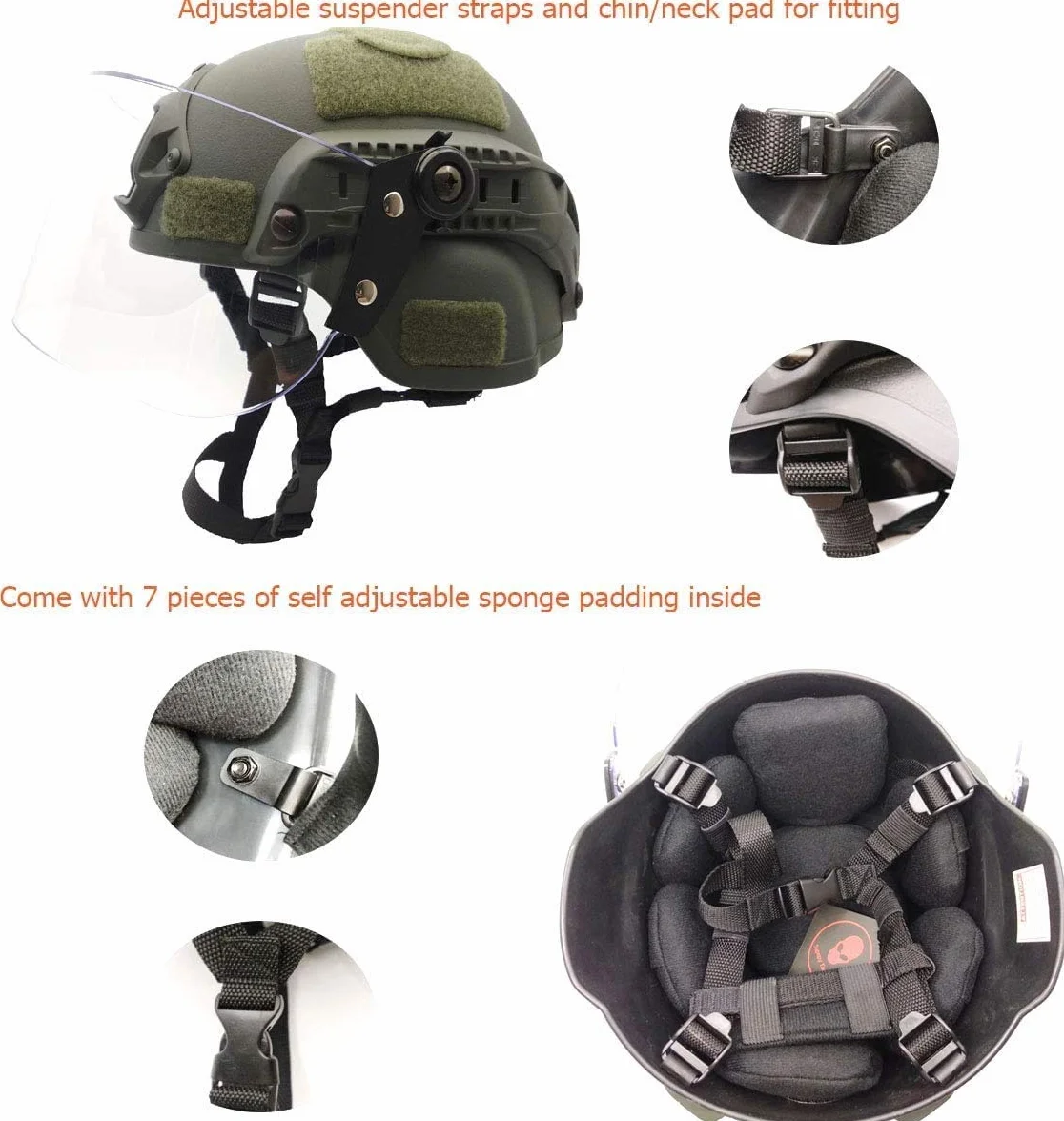 Kask ochronny taktyczny Mich 2000 Action Version z uchwytem NVG i maską wizjera do Airsoft Paintball