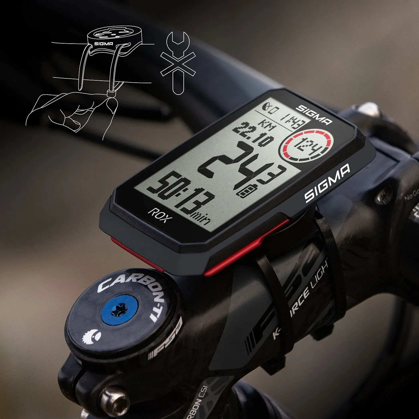 SIGMA ROX 4.0 Black | Komputer rowerowy bezprzewodowo GPS i nawigacja, w tym wspornik GPS | Nawigacja na zewnątrz GPS z pomiarem wysokości