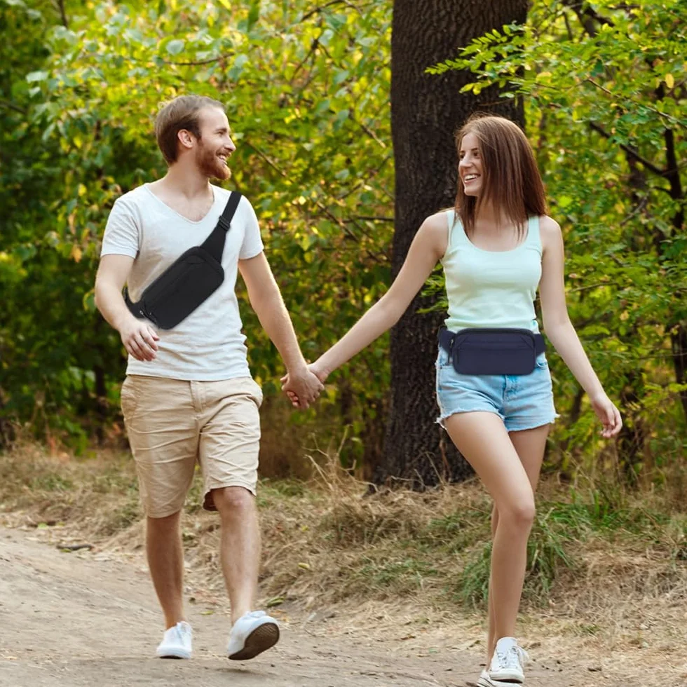 Saszetka na pas męska damska mała torebka na pasku sportowa Bum Hip Bag mężczyźni kobiety Waist Fanny Pack na podróże, wędrówki, trening psa na świeżym powietrzu, niebieski, 23x4x12 cm, sport