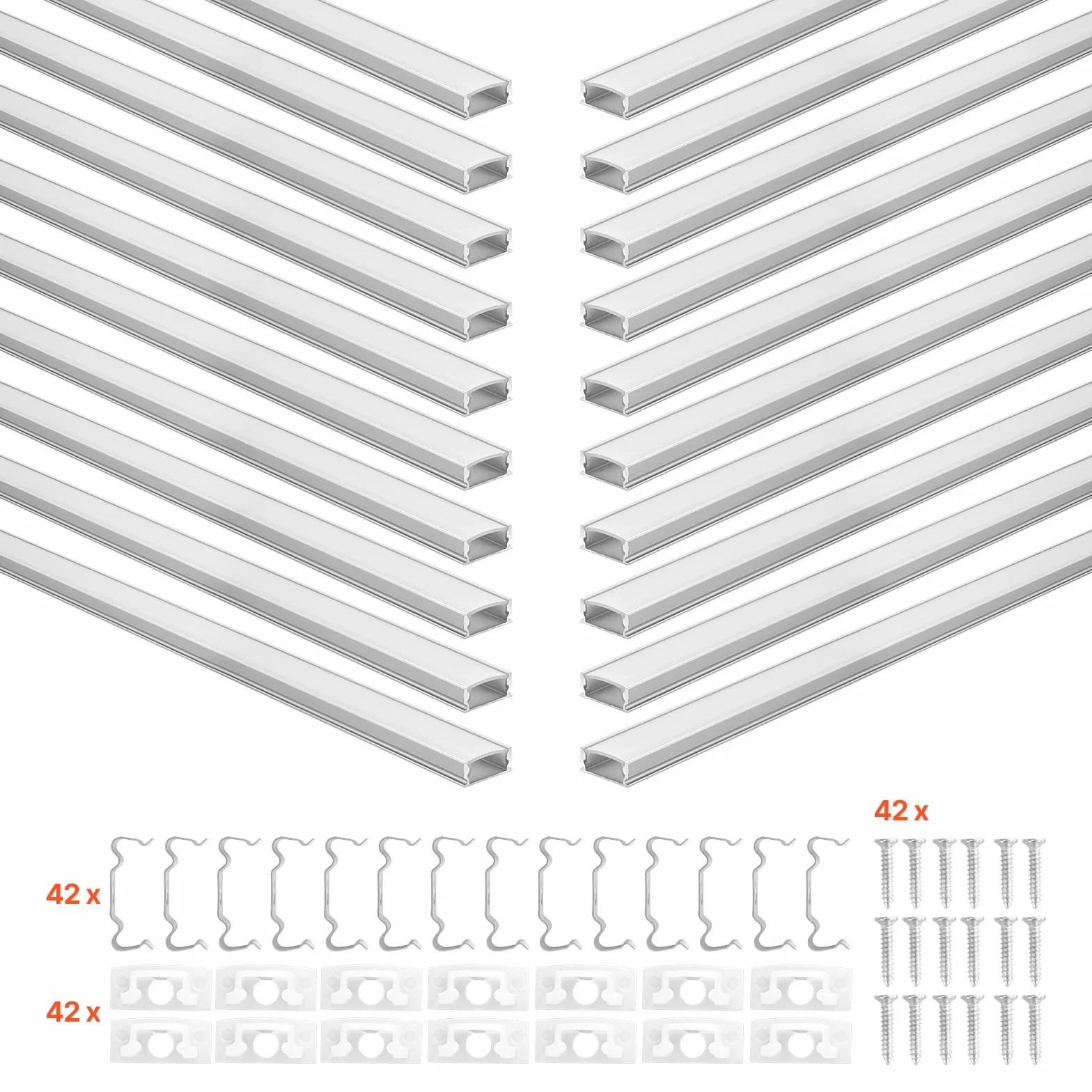 VEVOR Profil aluminiowy do taśmy LED 1m, opakowanie 20 sztuk, kanał świetlny z dyfuzorem opalnym