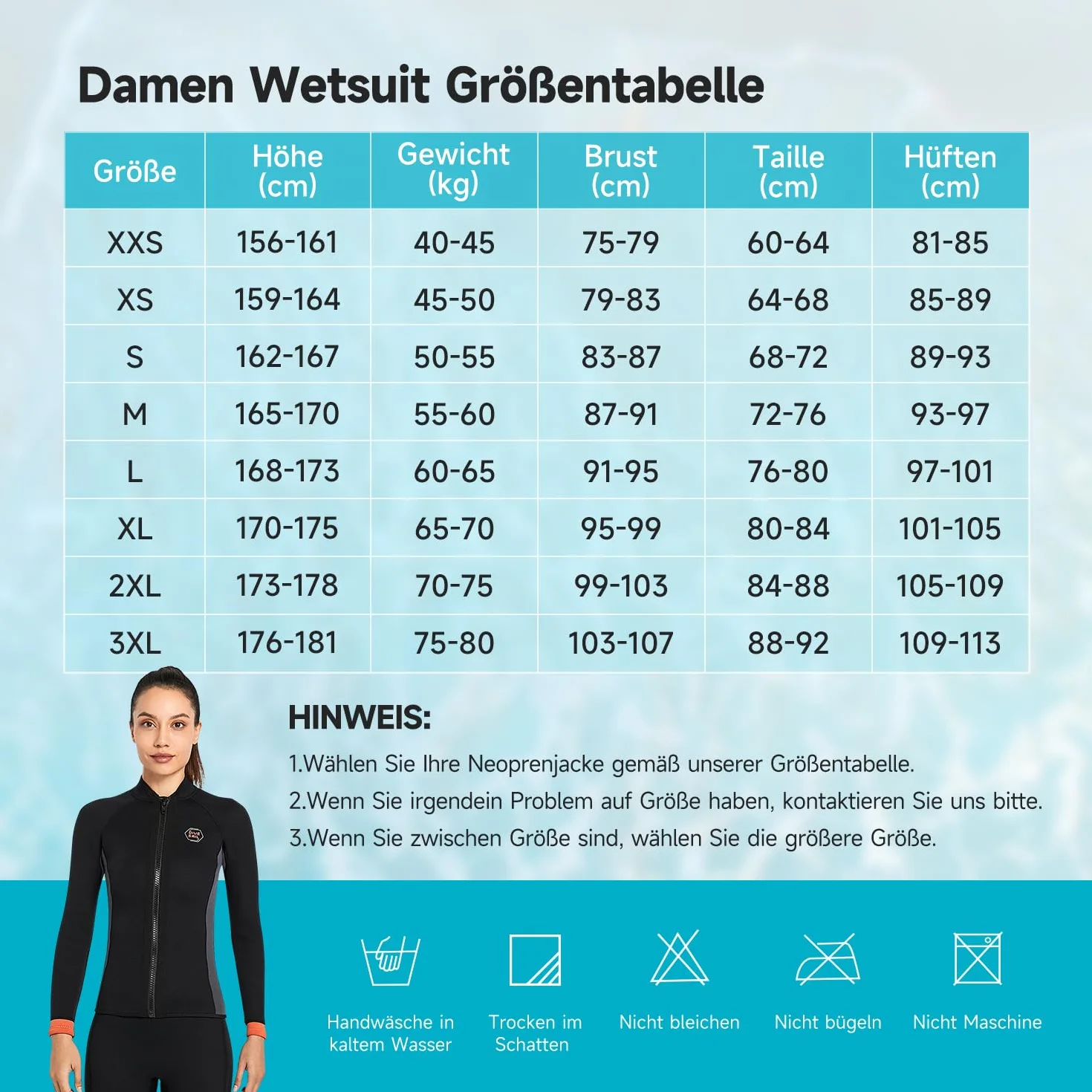 Kombinezon neoprenowy 3 mm dla kobiet i mężczyzn, długi rękaw, zamek z przodu, do nurkowania i surfowania