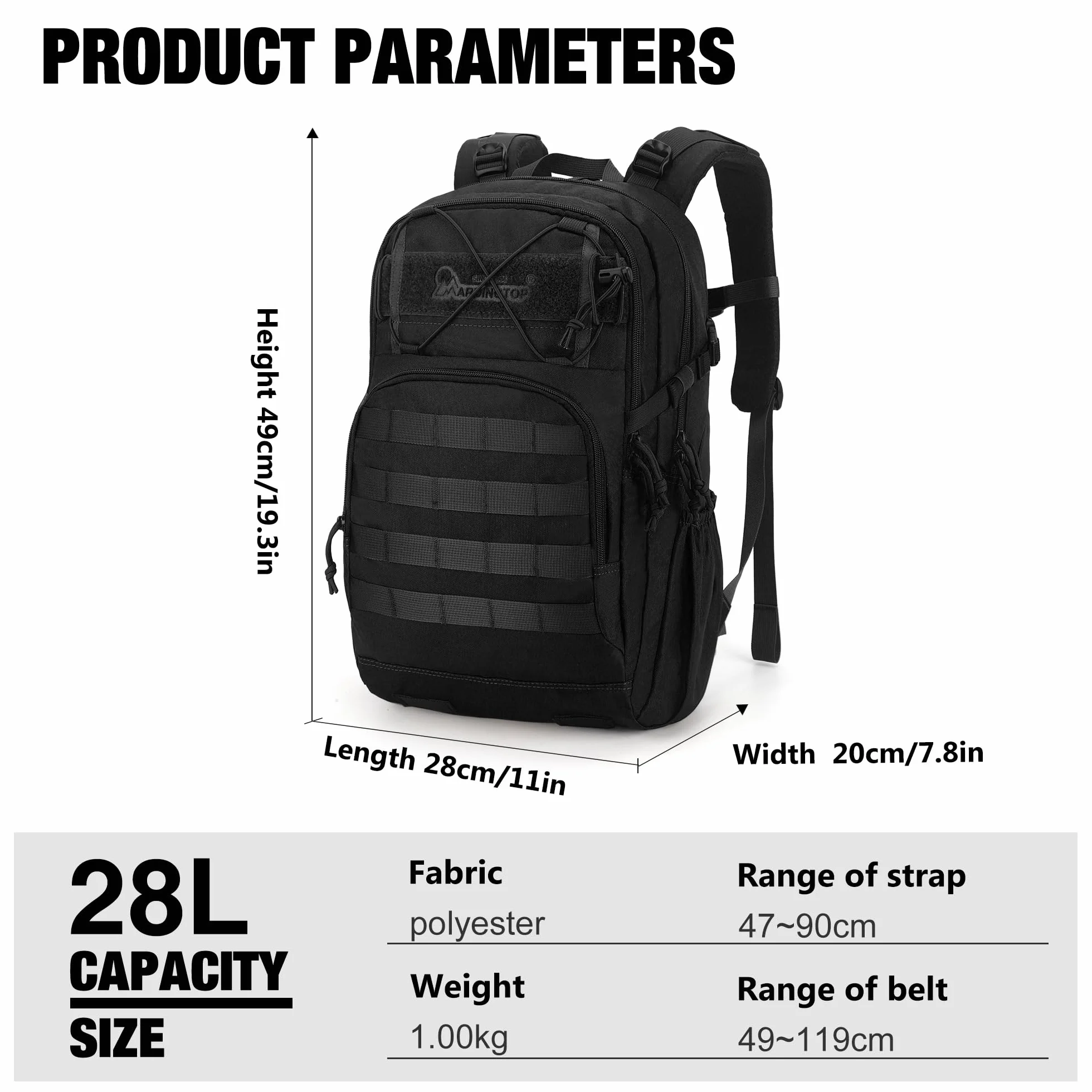 Mardingtop Plecak taktyczny 28 l trekkingowy outdoorowy kemping podróże