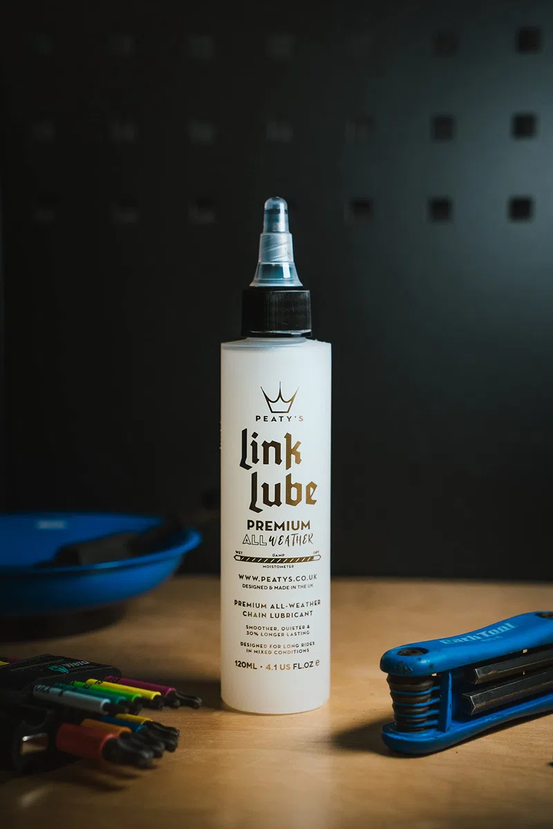 Peaty's Premium Link Lube Smar do łańcucha rowerowego na każdą pogodę - ultra gładki łańcuch, kaseta i koła zębate - 120 ml, biały