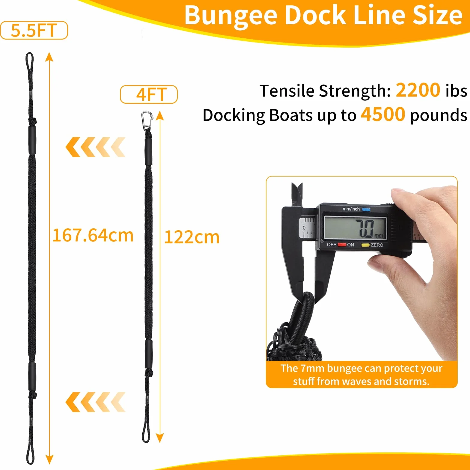EFUTURETIME 2 x Bungee Dock Line lina do cumowania łodzi 10 cm (4FT), linka na błotnik z oczkiem czarna z haczykiem, akcesoria do łodzi, kajaków, skuterów wodnych, pontonów, kanu