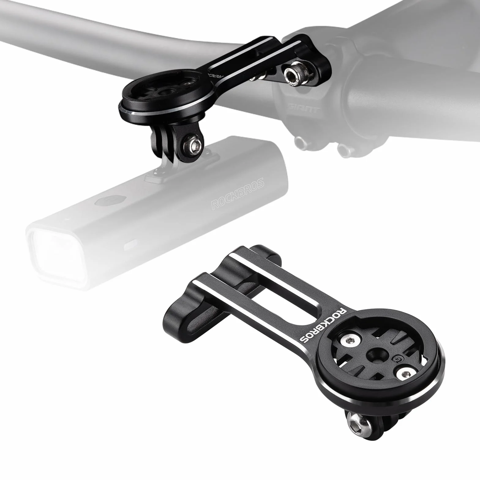ROCKBROS Uchwyt na Licznik Rowerowy – Kompatybilny z Garmin, Bryton, Wahoo – Uchwyt na Kierownicę z Adapterami do Kamer, Świateł, Liczników –3 Rodzaje