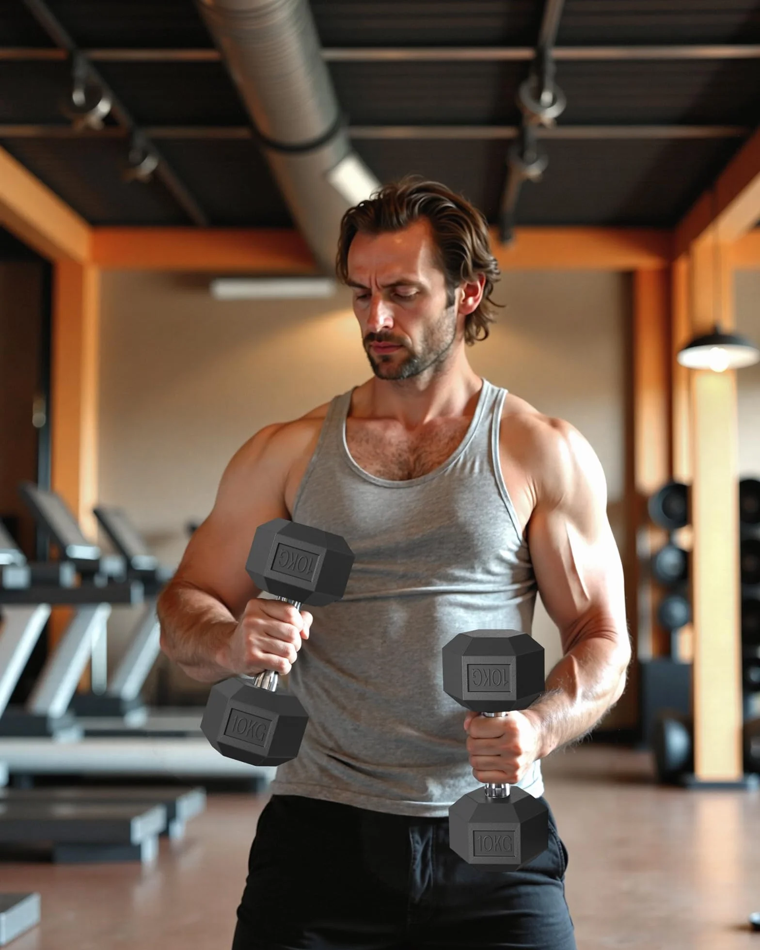 SONGMICS 2 x 5 kg 2 x 10 kg zestaw hantli sześciokątnych do treningu fitness, podnoszenia ciężarów w domu, na siłownię, czarny atrament