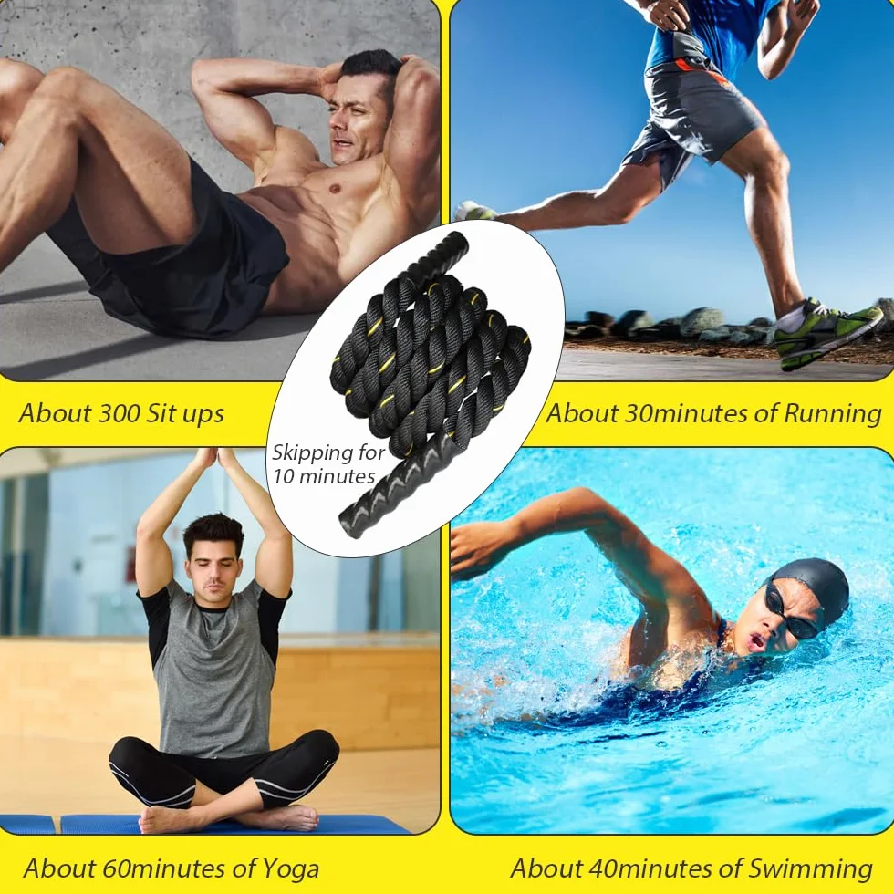 Mineup Ciężka skakanka, Battle Jump Ropes, Ciężka skakanka dla dorosłych do treningu, 1,12 kg, Battle Rope, lina bojowa dla lepszej siły, lina fitness, utrata wagi