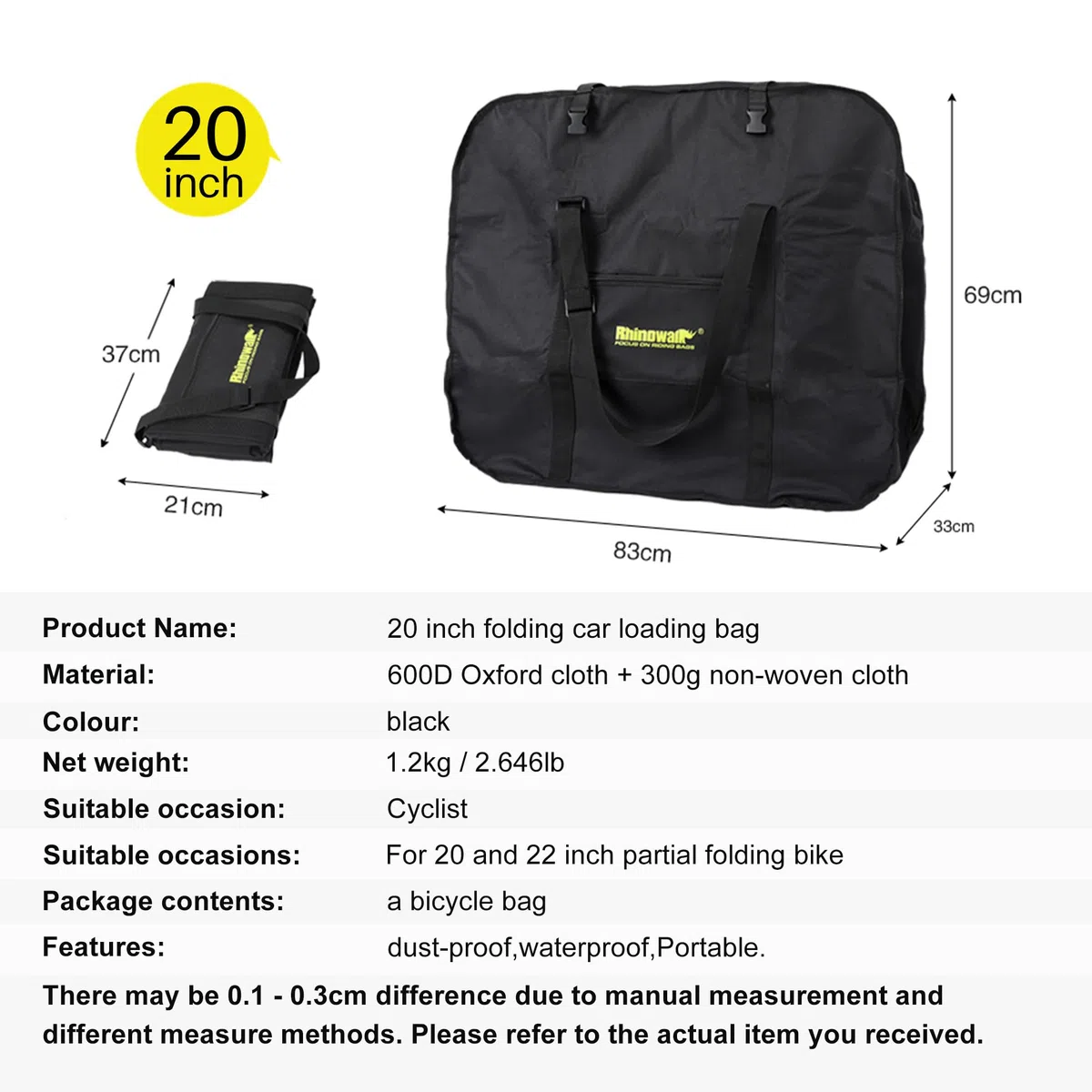 BAIGIO Torba transportowa do roweru składanego 14"-20"