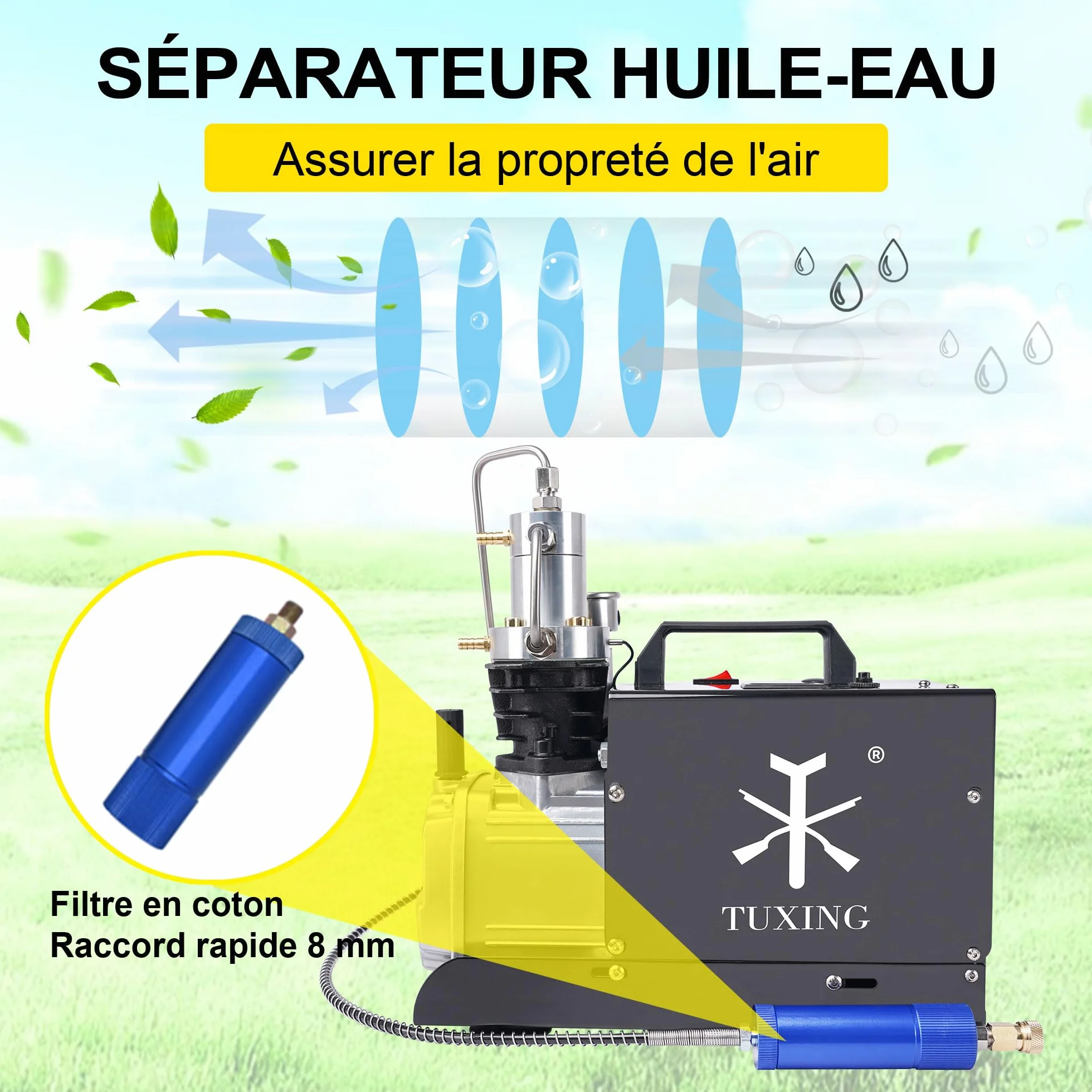 TUXING Sprężarka PCP 4500Psi 30Mpa 220V wysokociśnieniowa elektryczna