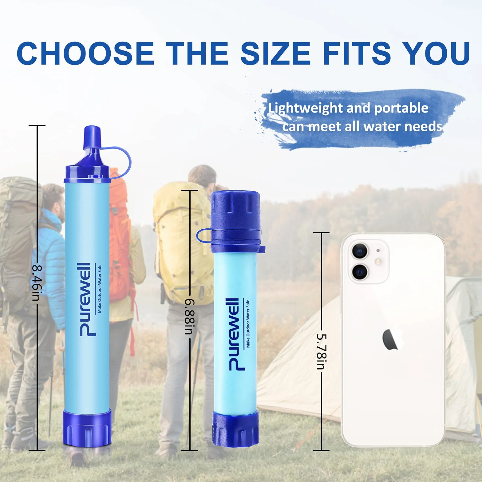 Purewell Zewnętrzny filtr wody Osobista Filtracja wody Słomka ratunkowa sprzęt do oczyszczania wody na kemping piesze wycieczki wspinaczkę z plecakiem
