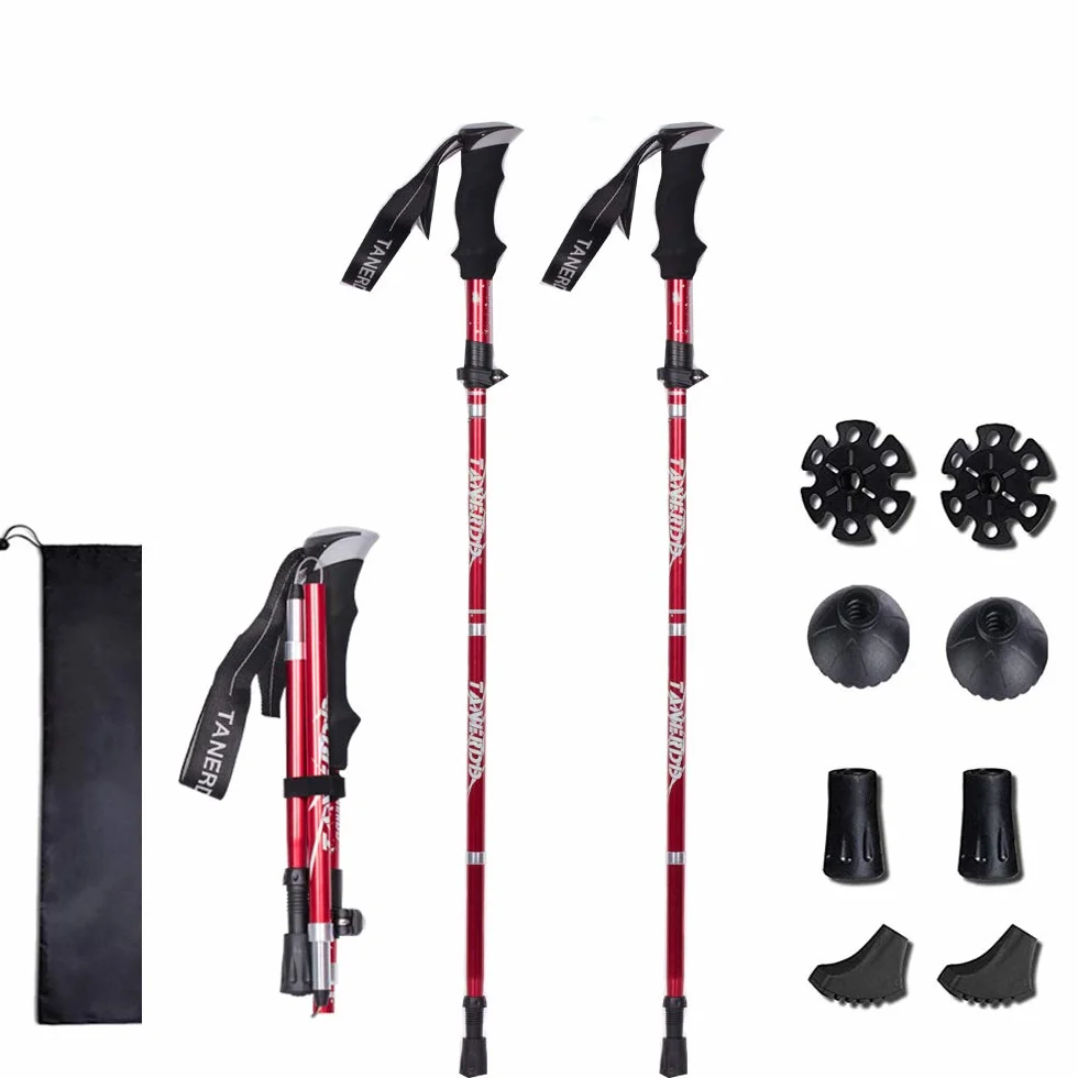 Składany kij do chodzenia, Kij turystyczny, Oddychający korek, Pole Odporne na wstrząsy antypoślizgowe, antypoślizgowe, odporne na wstrząsy, do Nordic Walking, Alpinizm, Jazda na nartach,