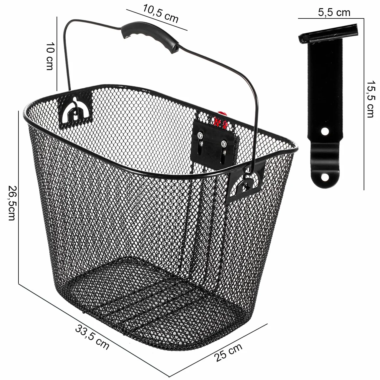 Metalowy kosz na kierownicę rowerową + uchwyt na kosz | kosz na kierownicę z adapterem | kosz do mocowania | 34 x 25 x 27 cm | do 5 kg