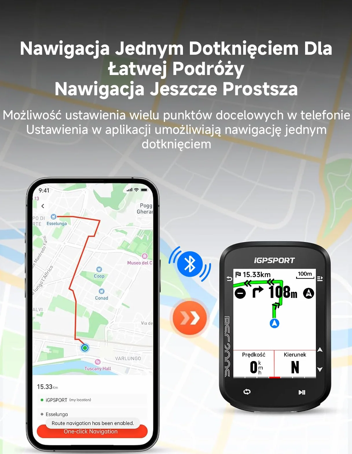 iGPSPORT BSC200S Licznik Rowerowy GPS, Kolorowy Ekran 2,4", IPX7, 100 Danych