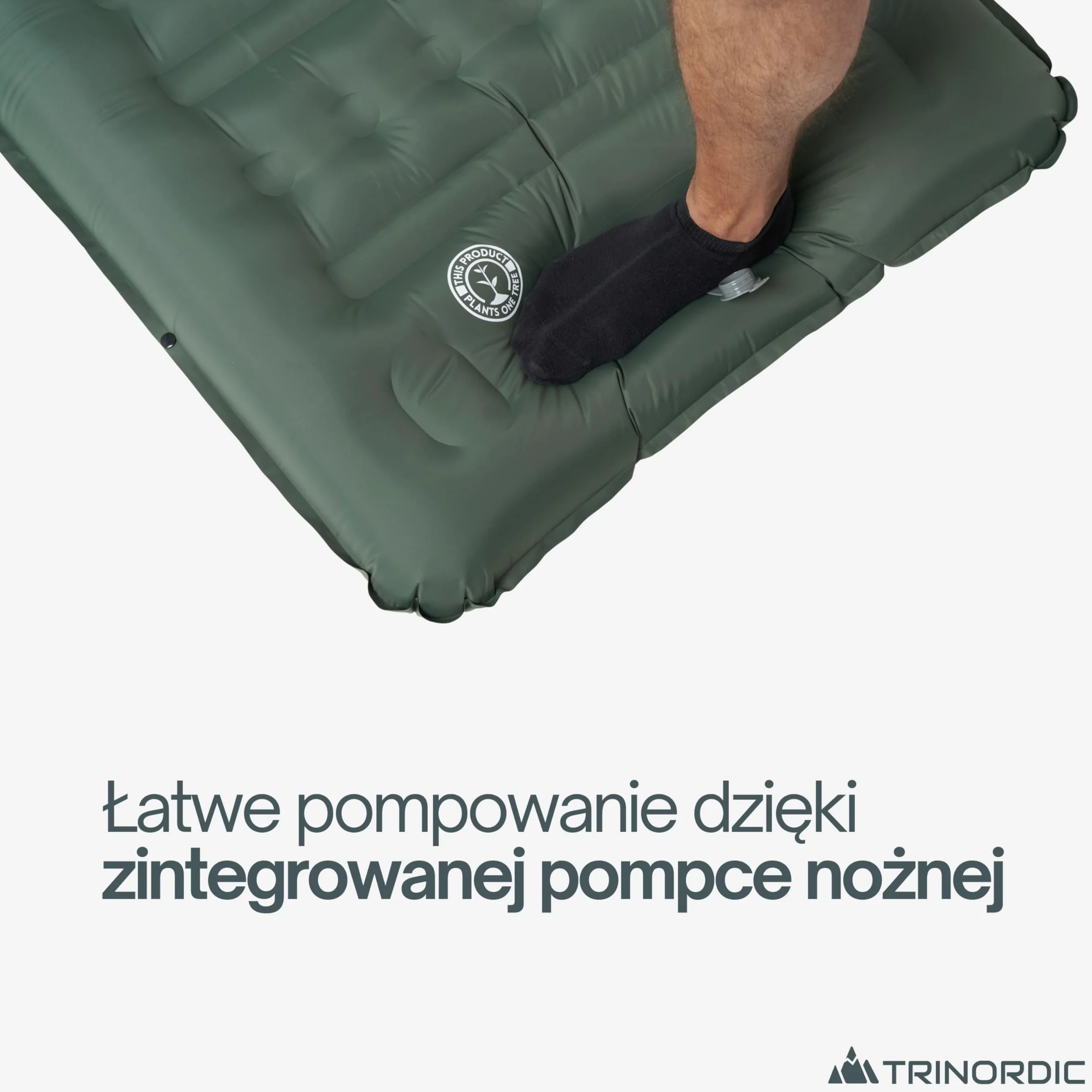 Trinordic Nadmuchiwany Materac Kempingowy 12 cm z Wbudowaną Pompką Nożną i Poduszką