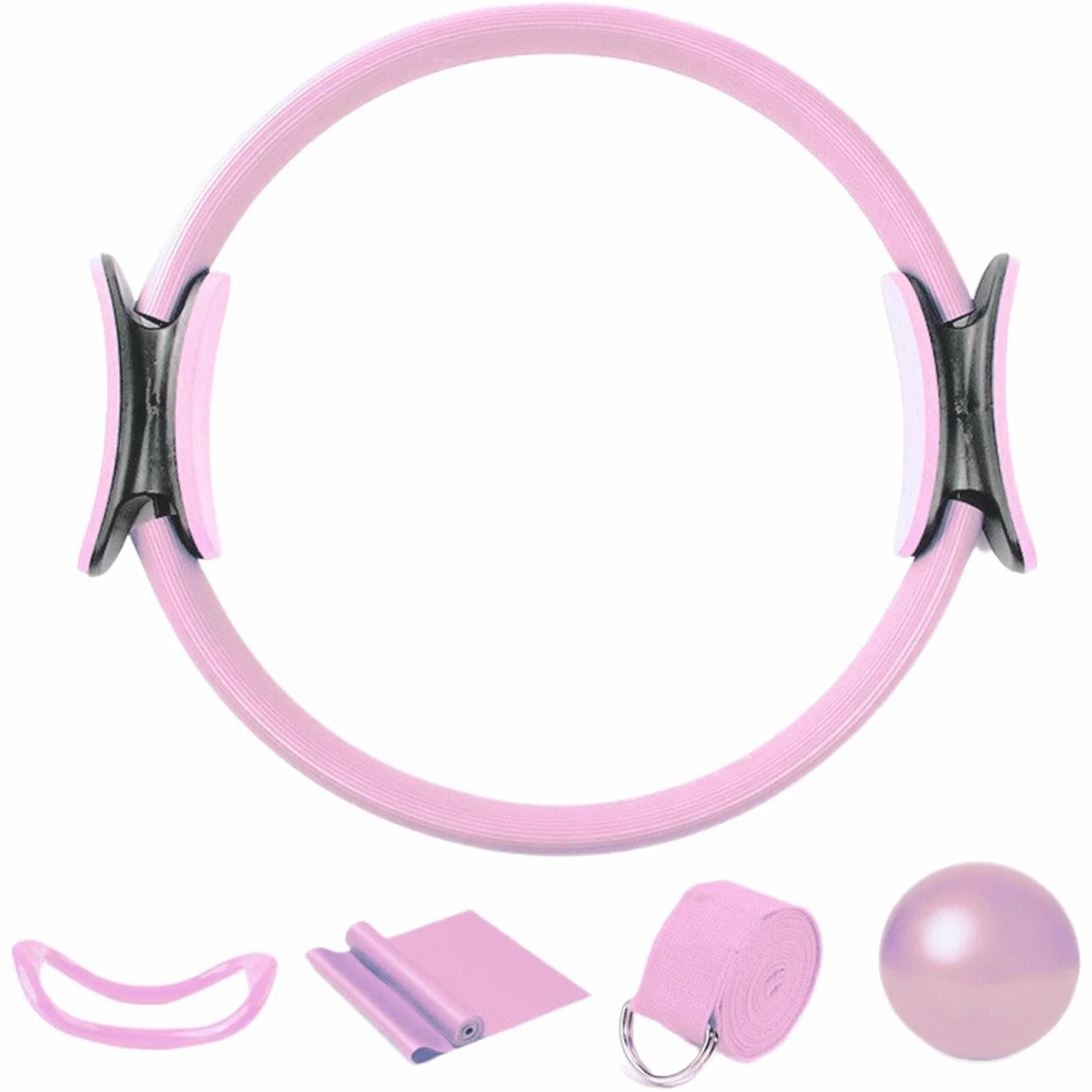 Pilates Ring for Women, zestaw do pilatesu domowego, PILATES RING BAND ODPORNOŚĆ Zespół | 5x akcesoria do siłowni domowej, sprzęt treningowy rozciągający opaski do jogi, sprzęt dla kobiet
