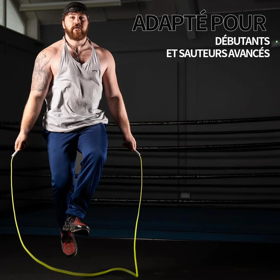 Hererope Skakanka z PCW 6 mm dla mężczyzn i kobiet, fitness, prędkość, triki, trening cardio, 3,1 m, skakanka z nietłukącymi się uchwytami i linką bez węzłów